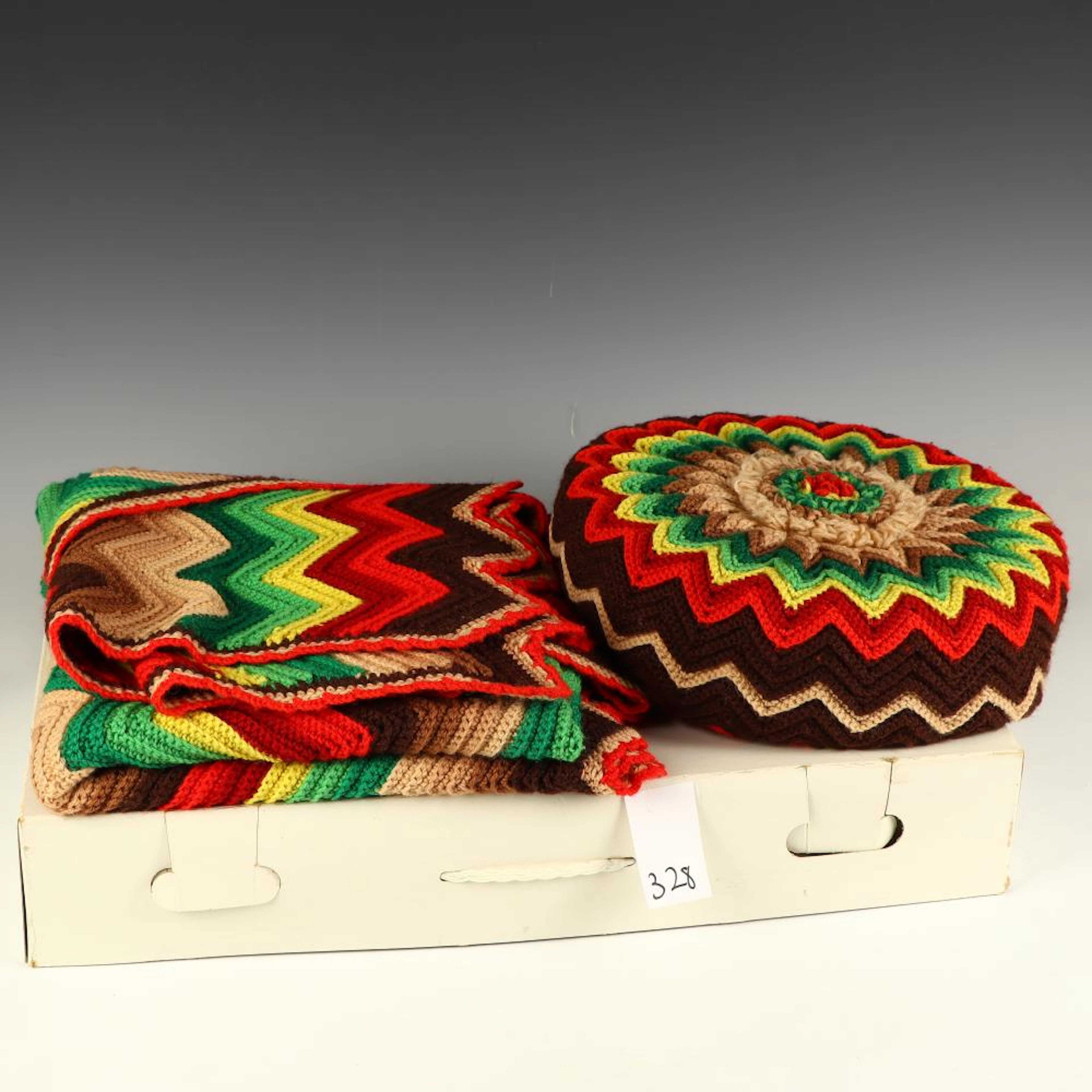 Vintage hand made blanket throw and a pillow