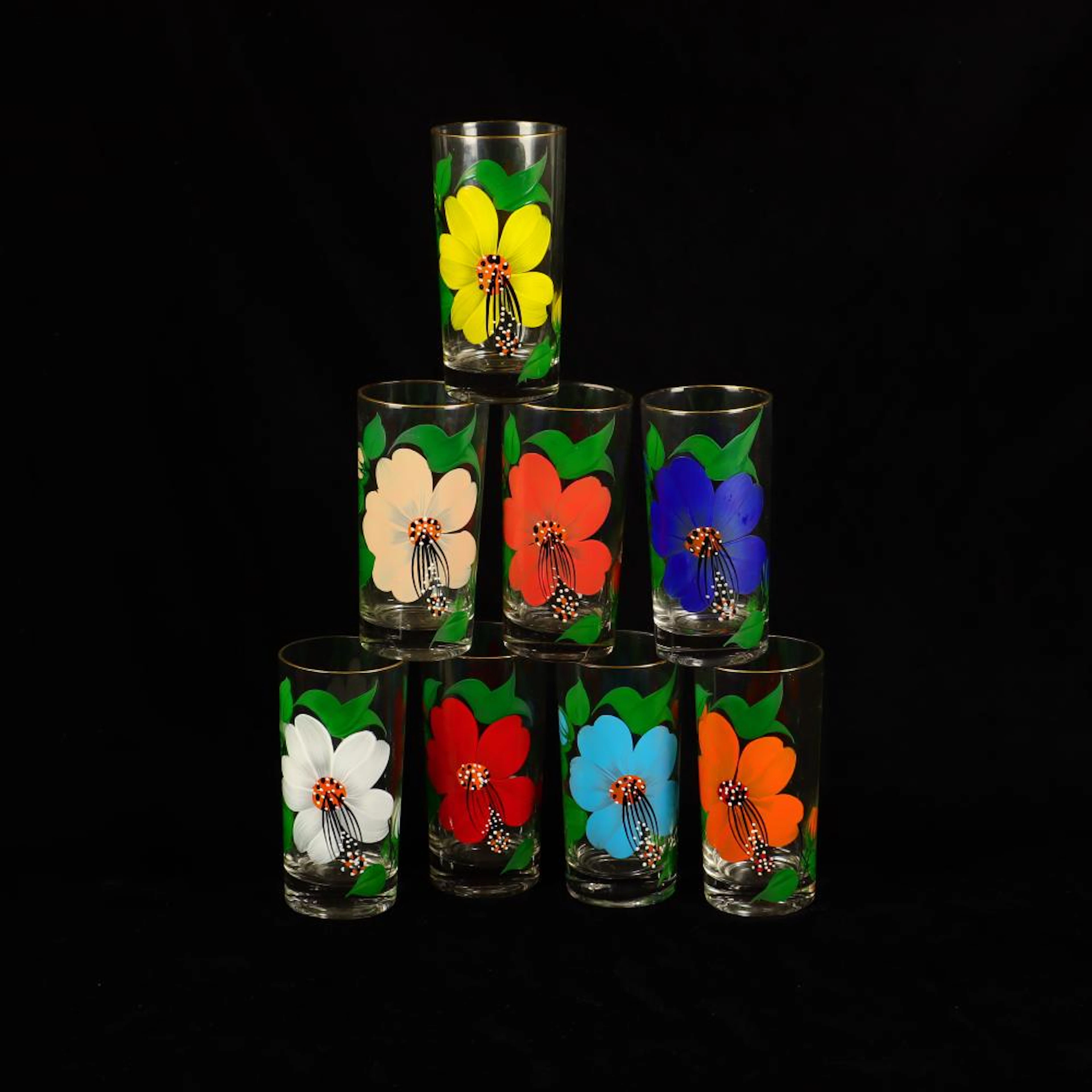Vintage hand painted floral glasses