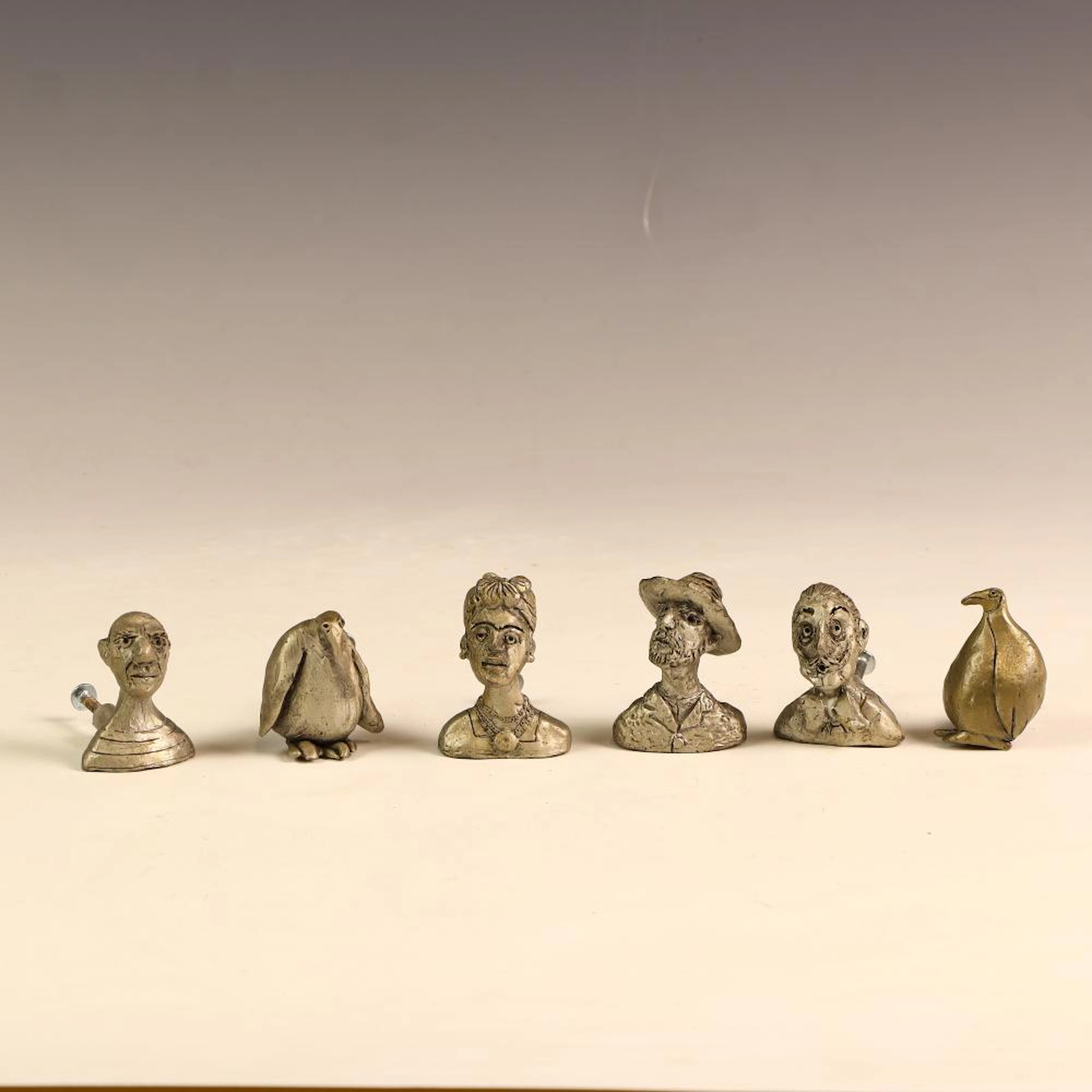 Rosalie Sherman Designs Cast pewter drawer knob pulls of famous artists