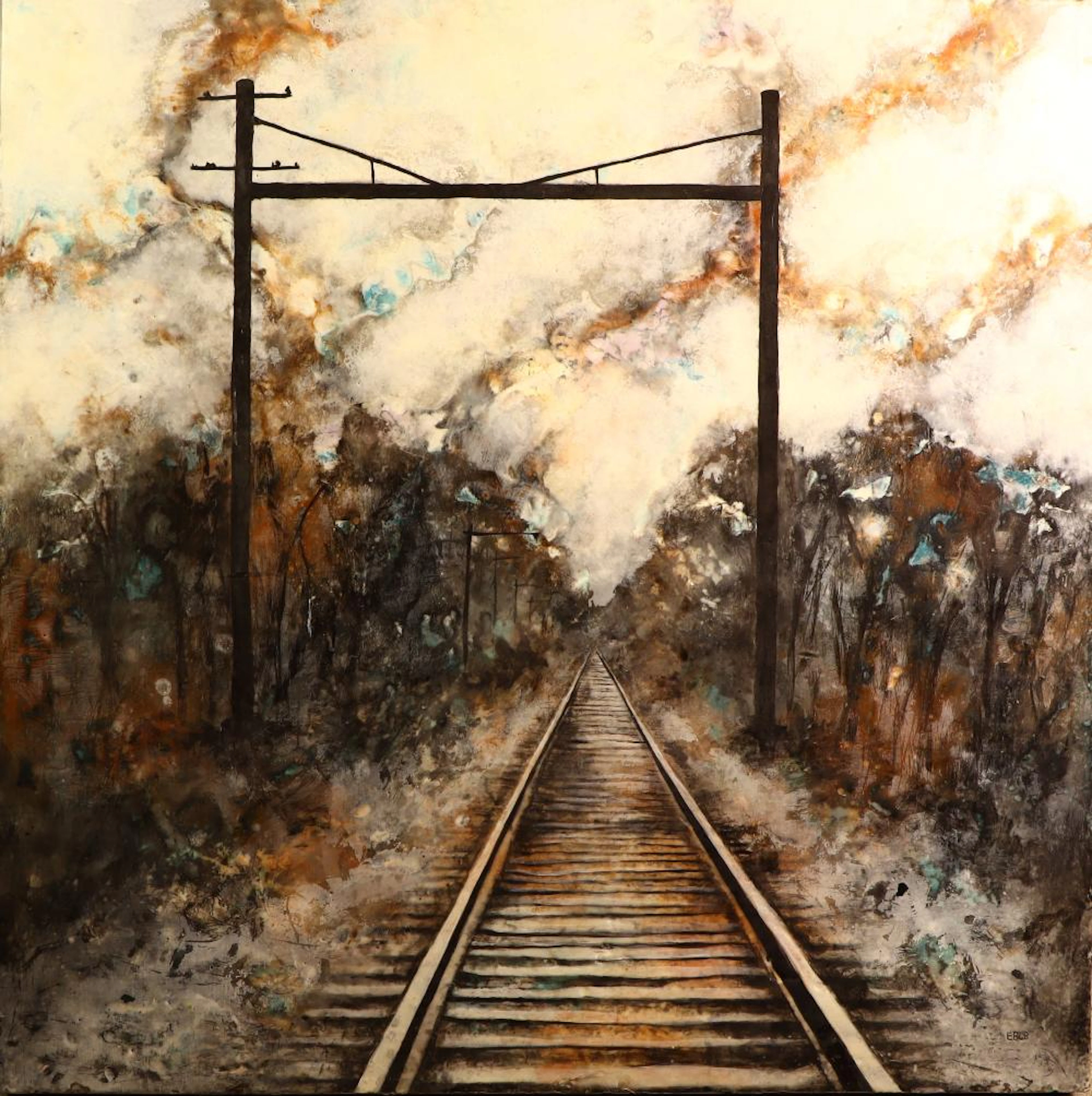 Signed and personalized original encaustic painting by Erica Brown Relic No
