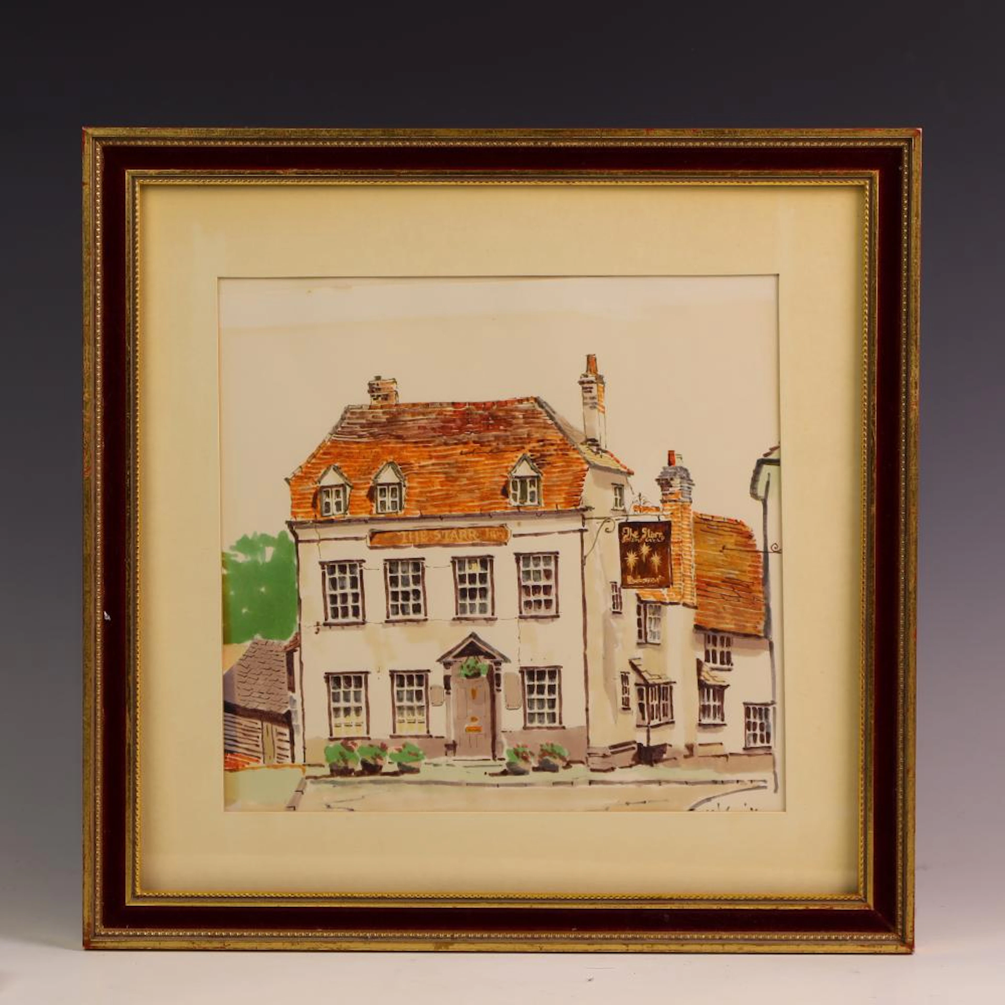 1921 Etching Print English Country Cottage