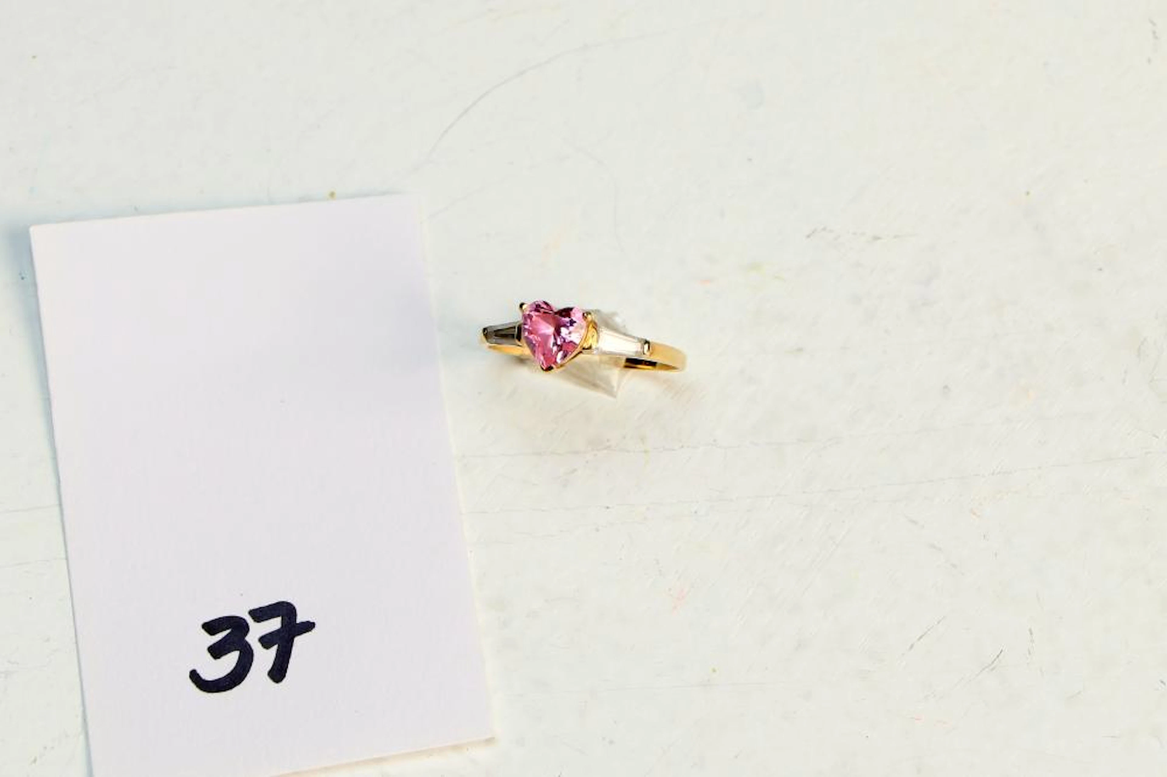 Rose Quartz Heart Shaped Stone Ring