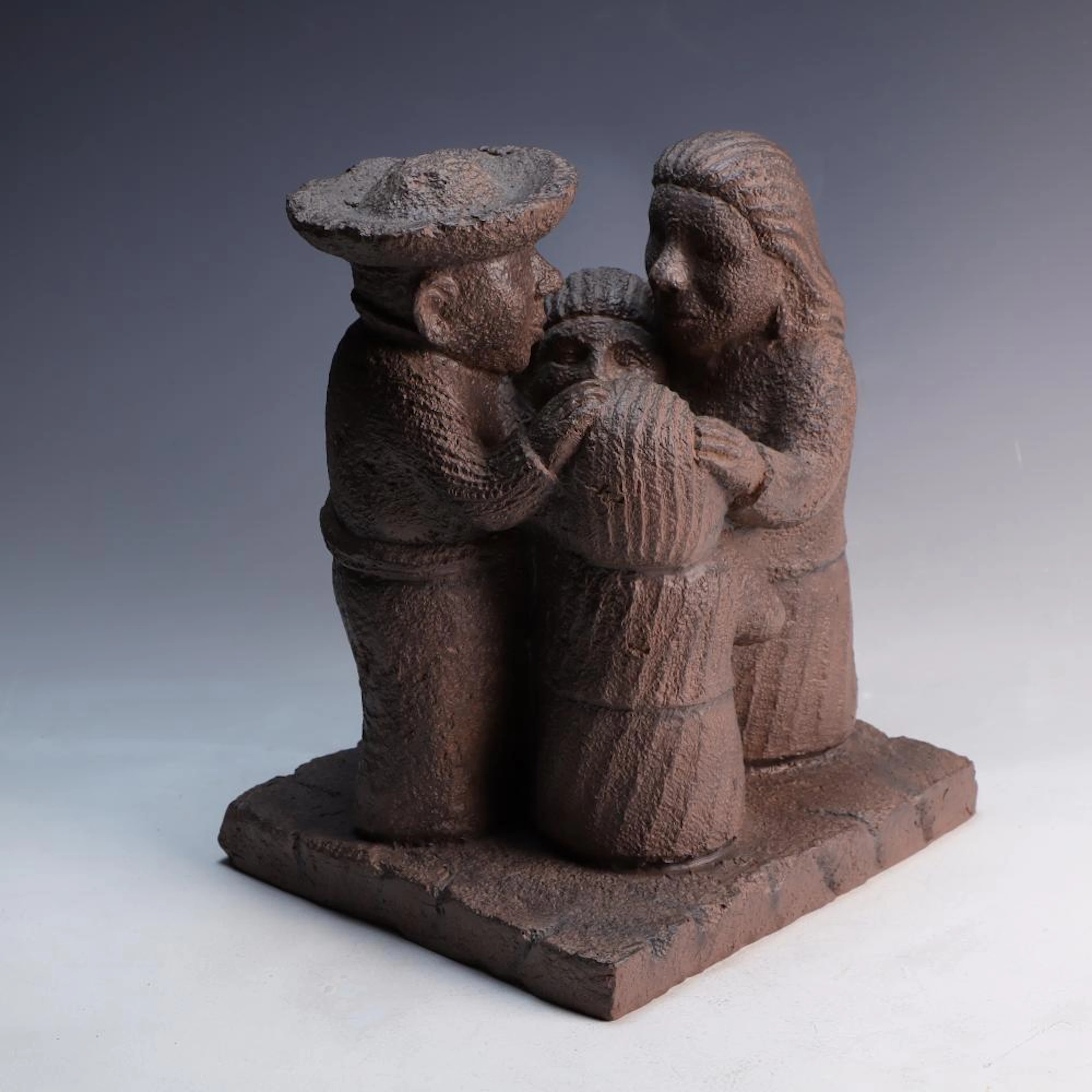 Central America Mexican Aztec Styled Family Sculpture