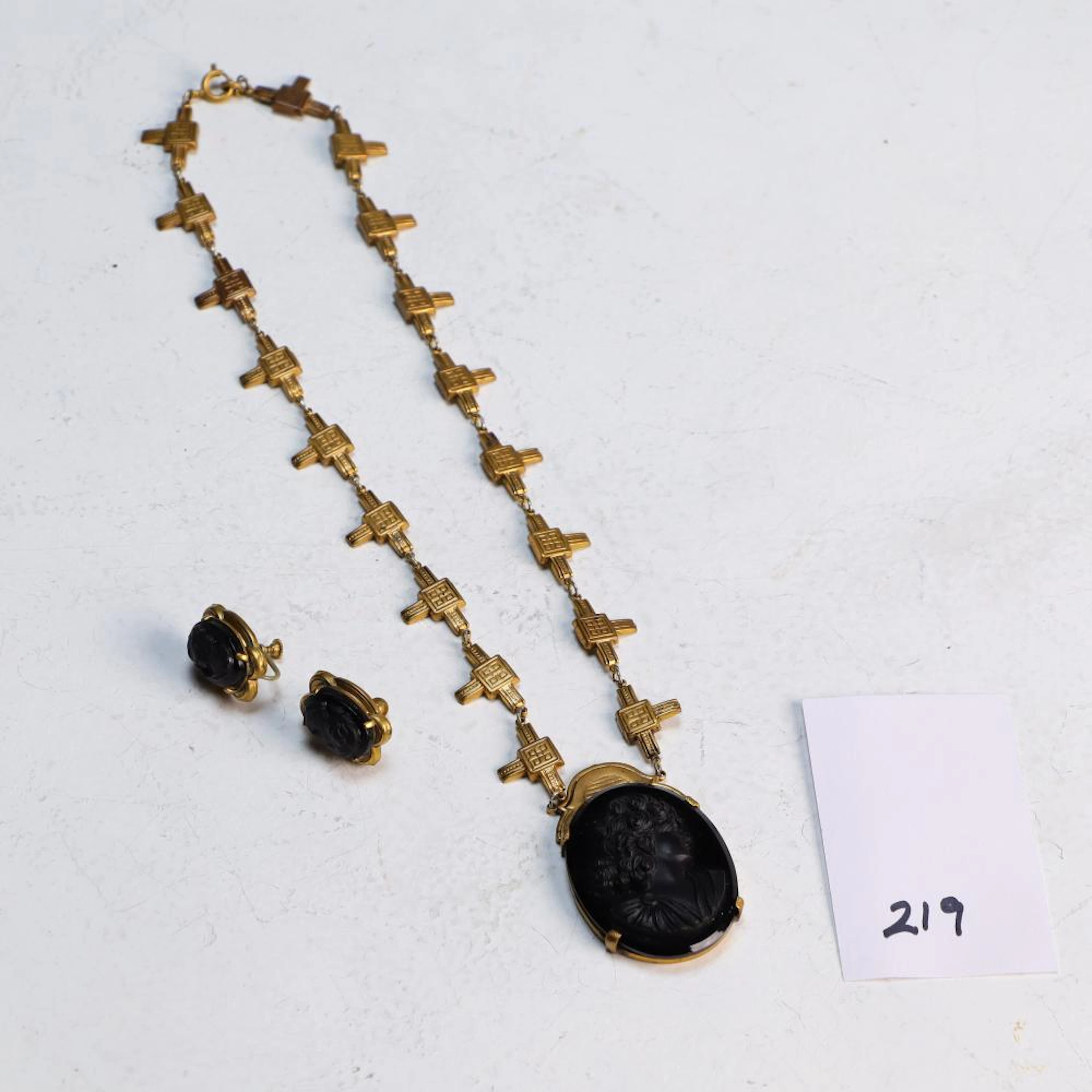 Antique Cameo necklace and earrings set