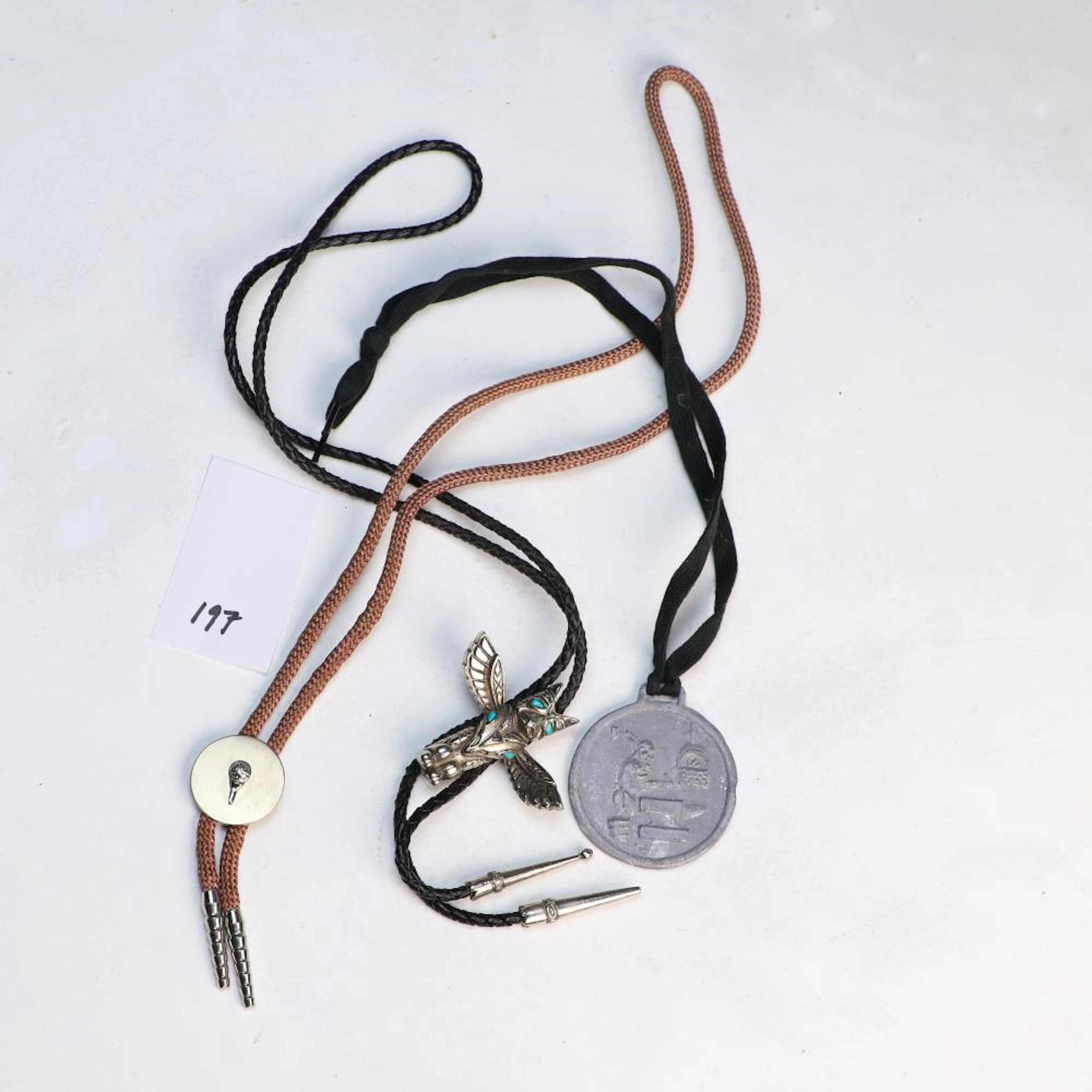 Vintage Bolo Ties and a pewter Art Smithy pendant