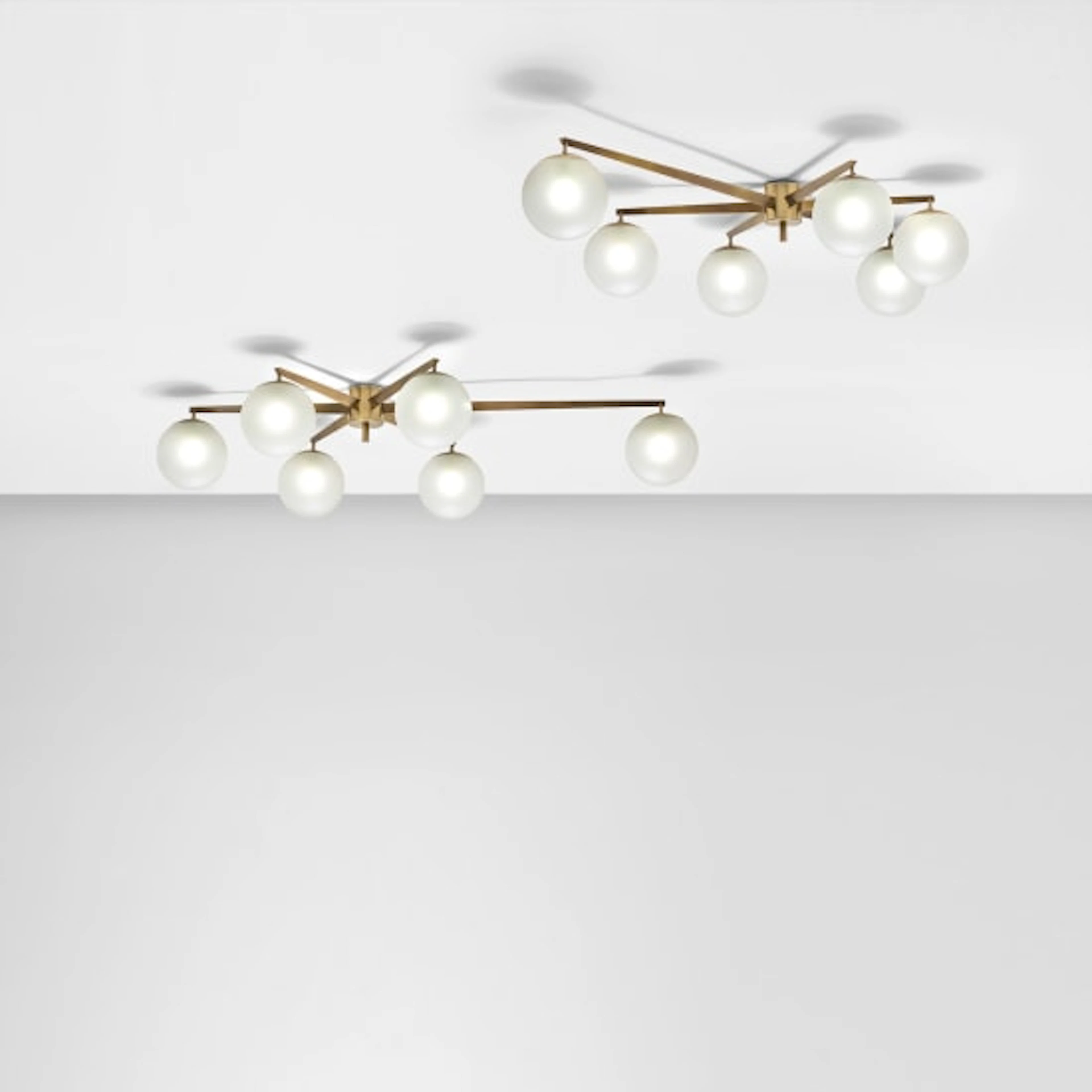 Angelo Lelii - Pair of 'Stella a 6' six-armed ceiling lights