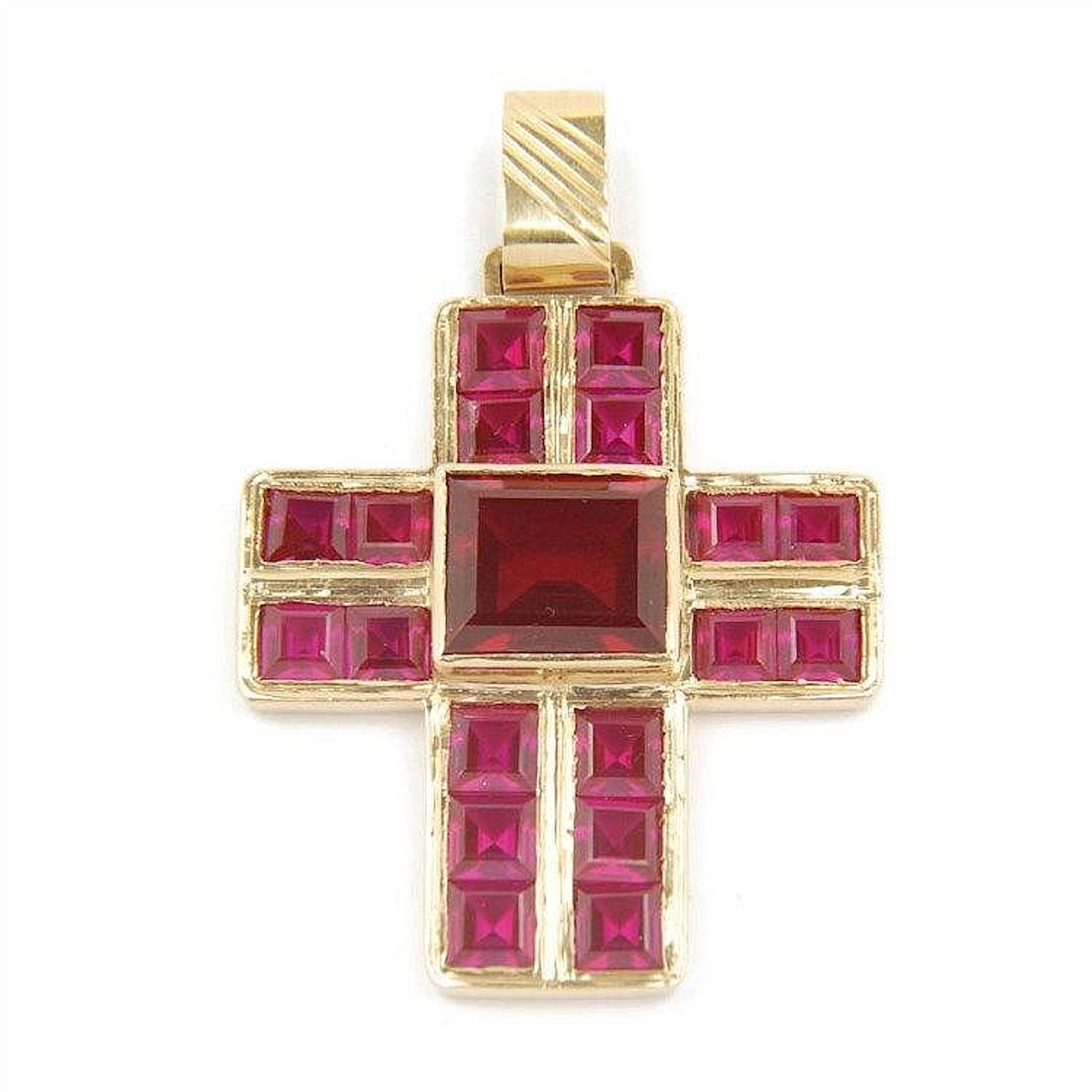 CRUZ DE ORO CON RUBIS SINTETICOS