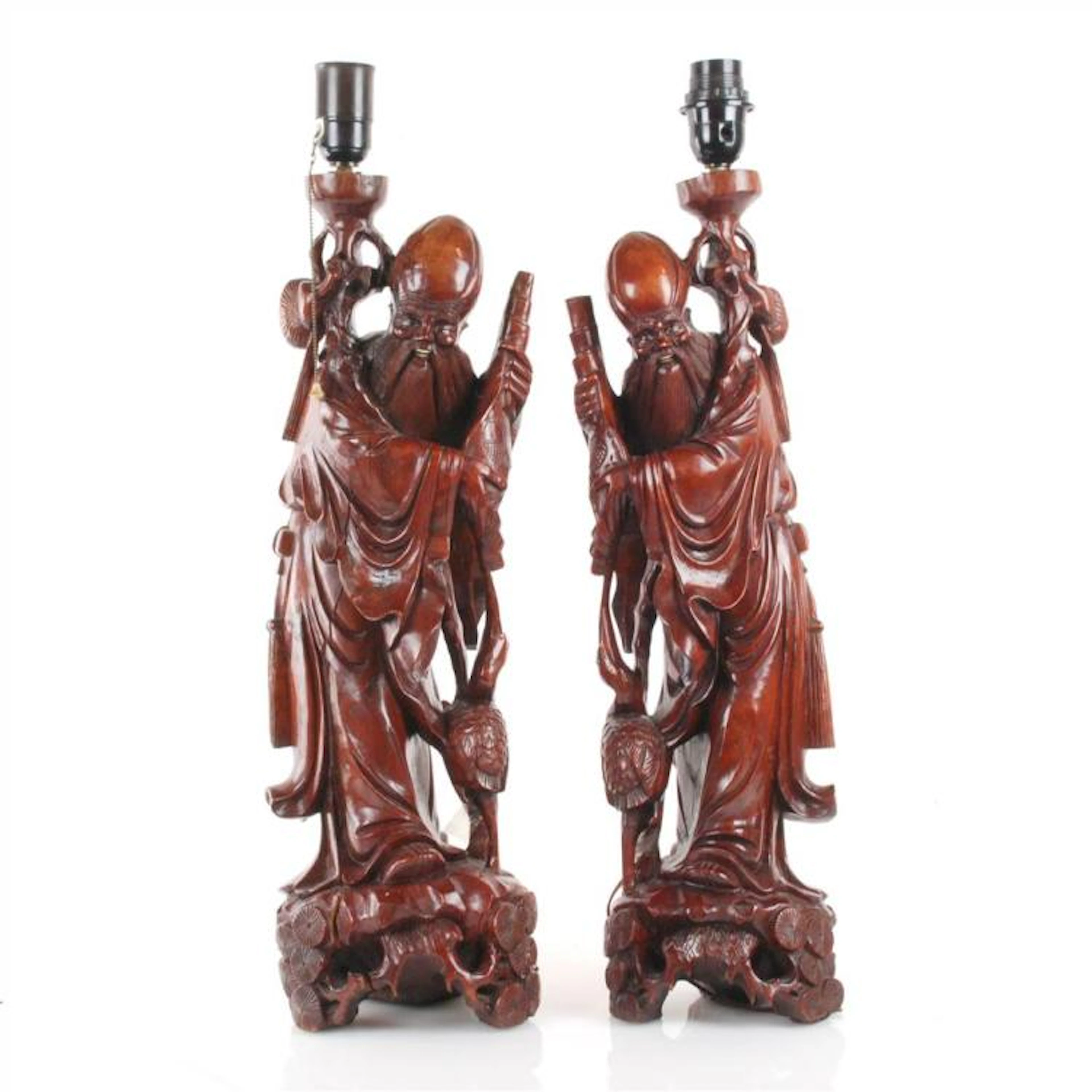 "ANCIANOS", PAREJA DE LÁMPARAS ORIENTALES, SIGLO XX