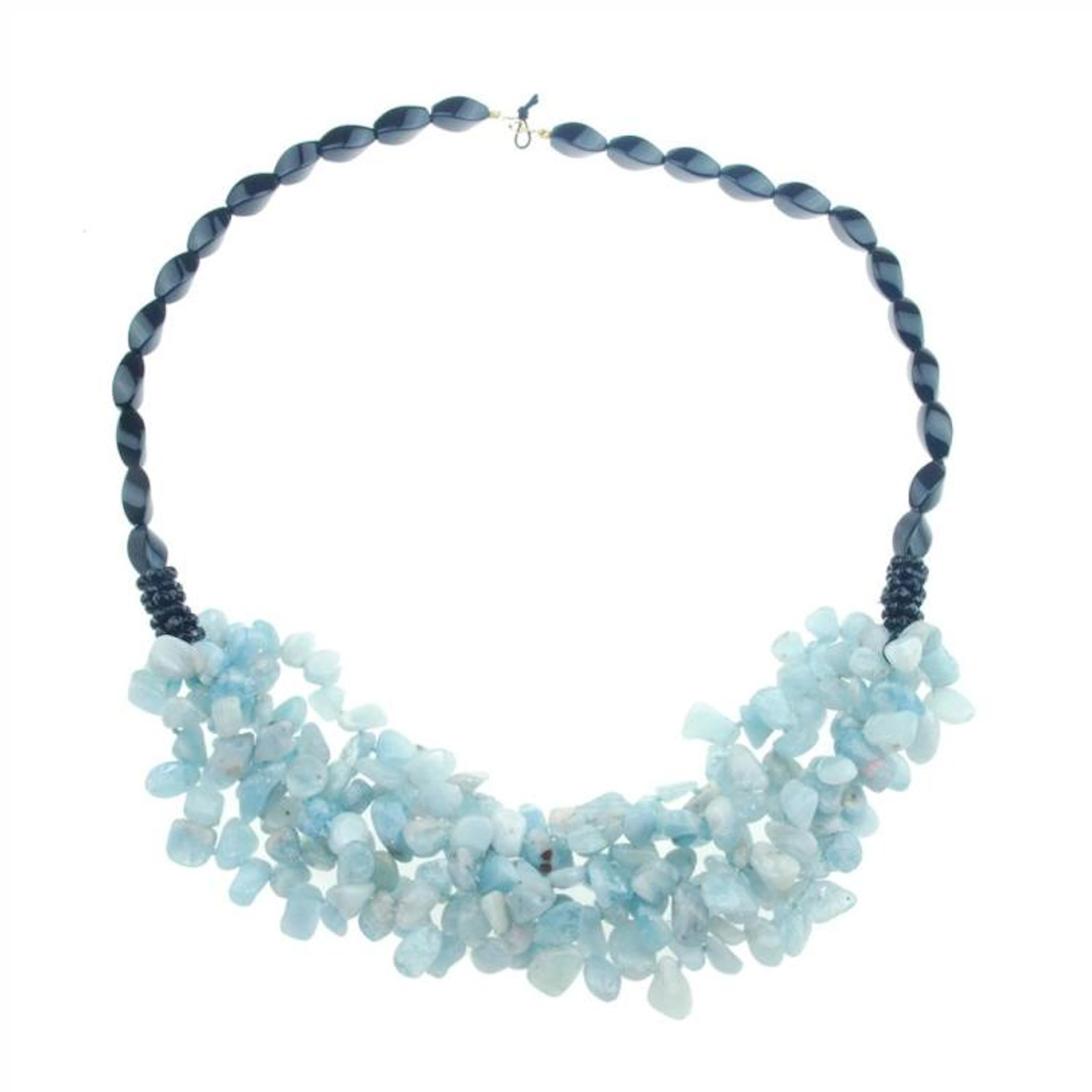 COLLAR DE AGUAMARINAS Y ONIX