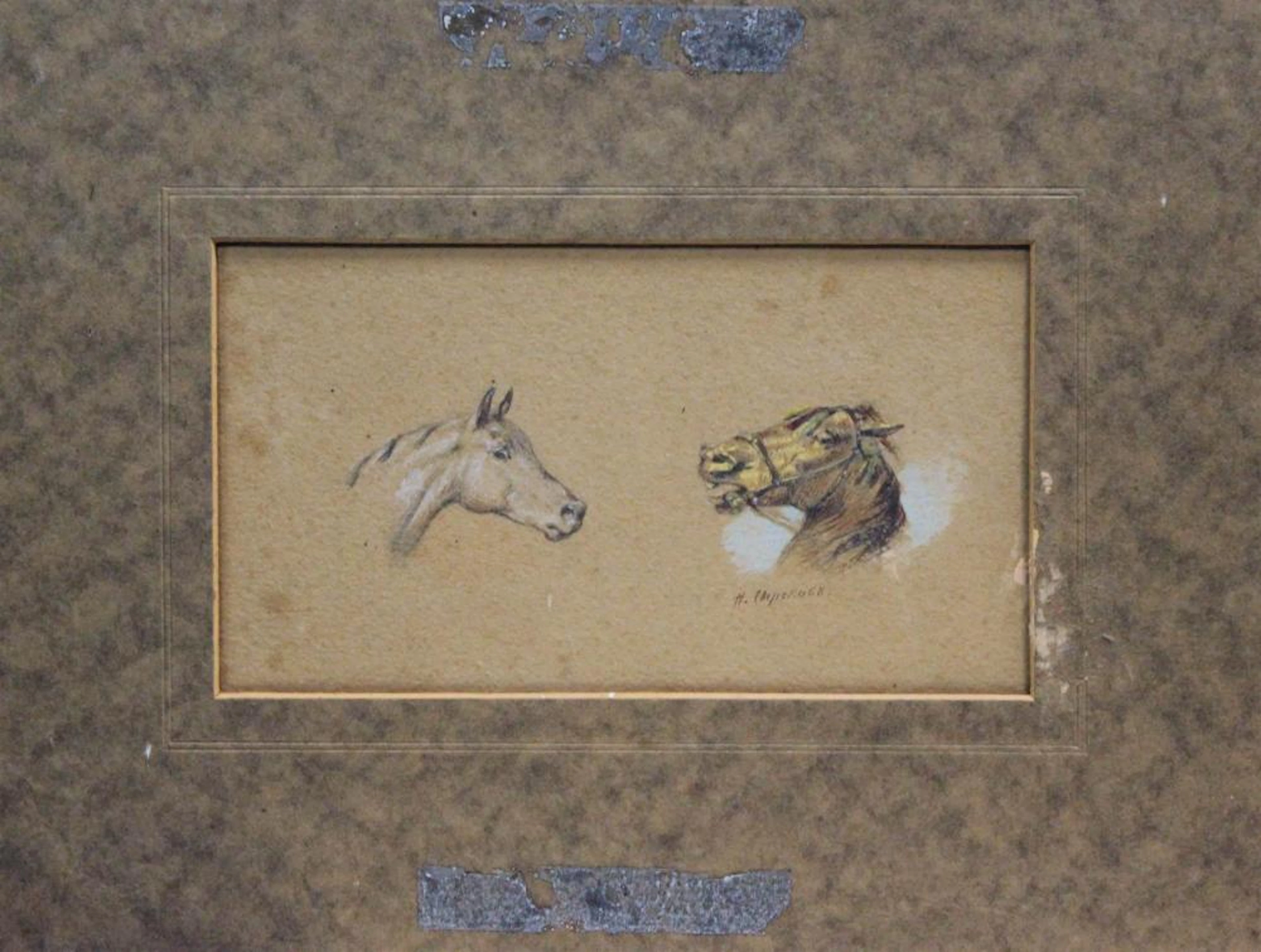 NIKOLAI EGOROVICH SVERCHKOV (1817-1898). "STUDY OF HORSES' HEADS".