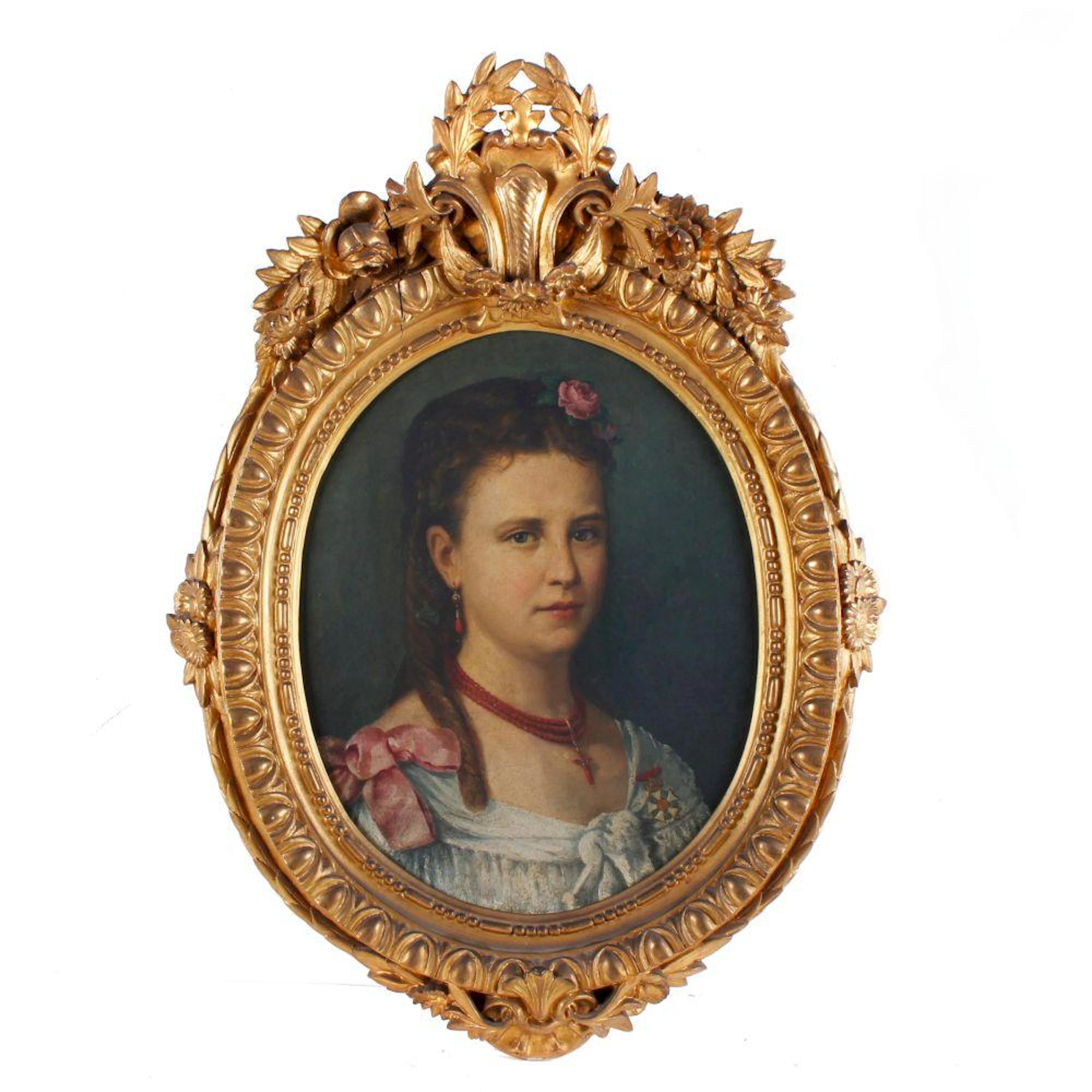 19TH CENTURY FRENCH SCHOOL "PORTRAIT OF A YOUNG WOMAN".