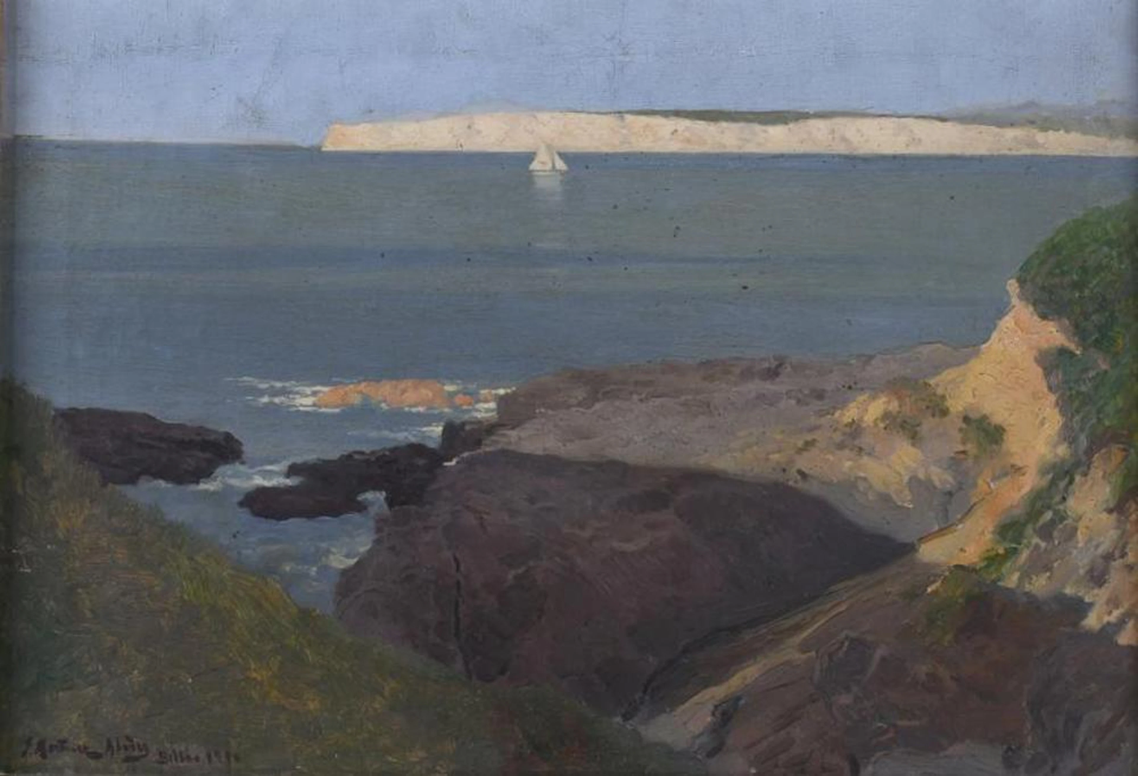 JUAN MARTÍNEZ ABADES (1862-1920). "SEASIDE", Bilbao 1910.