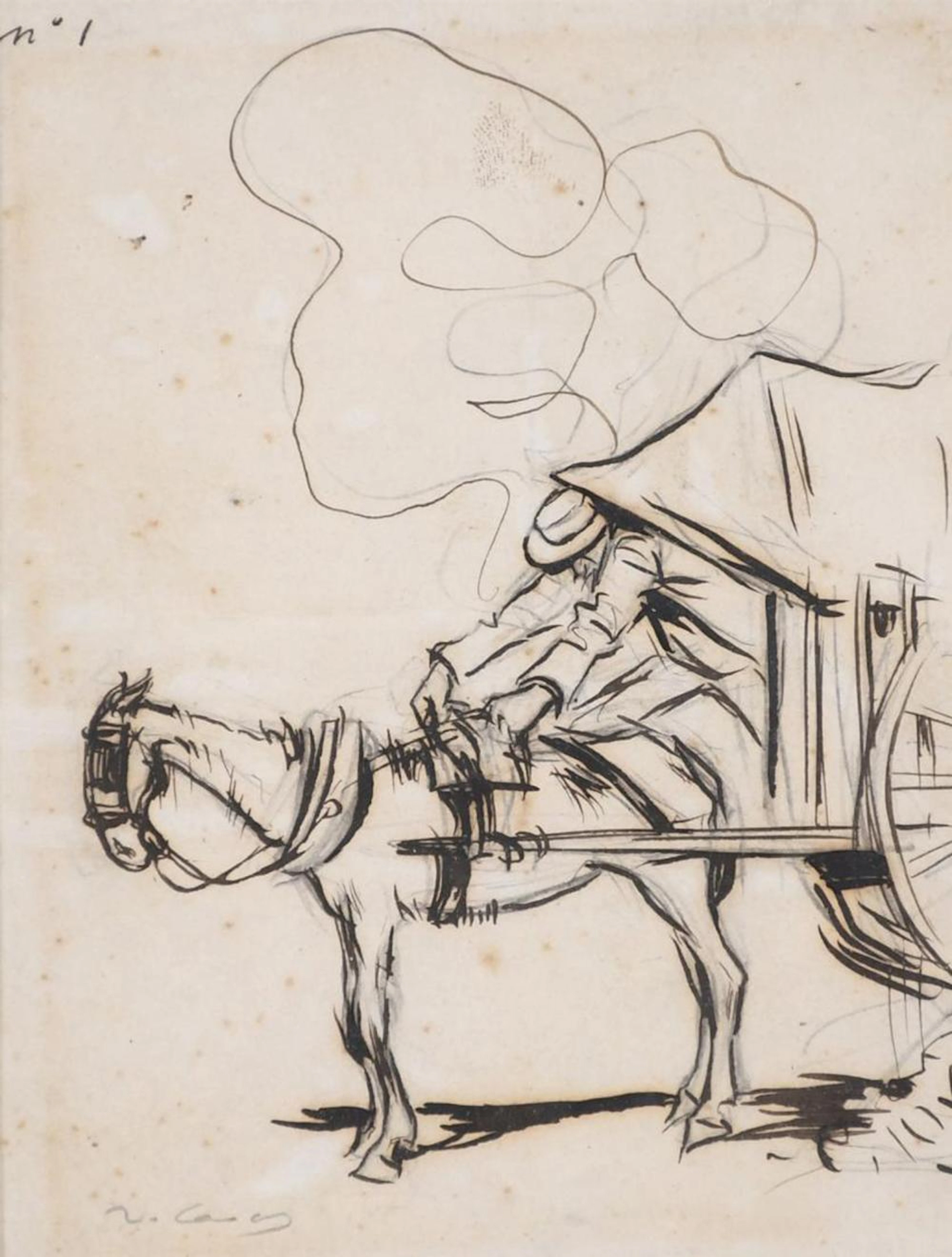 RAMÓN CASAS Y CARBO (1866-1932). "RUSIÑOL CART", circa 1884.