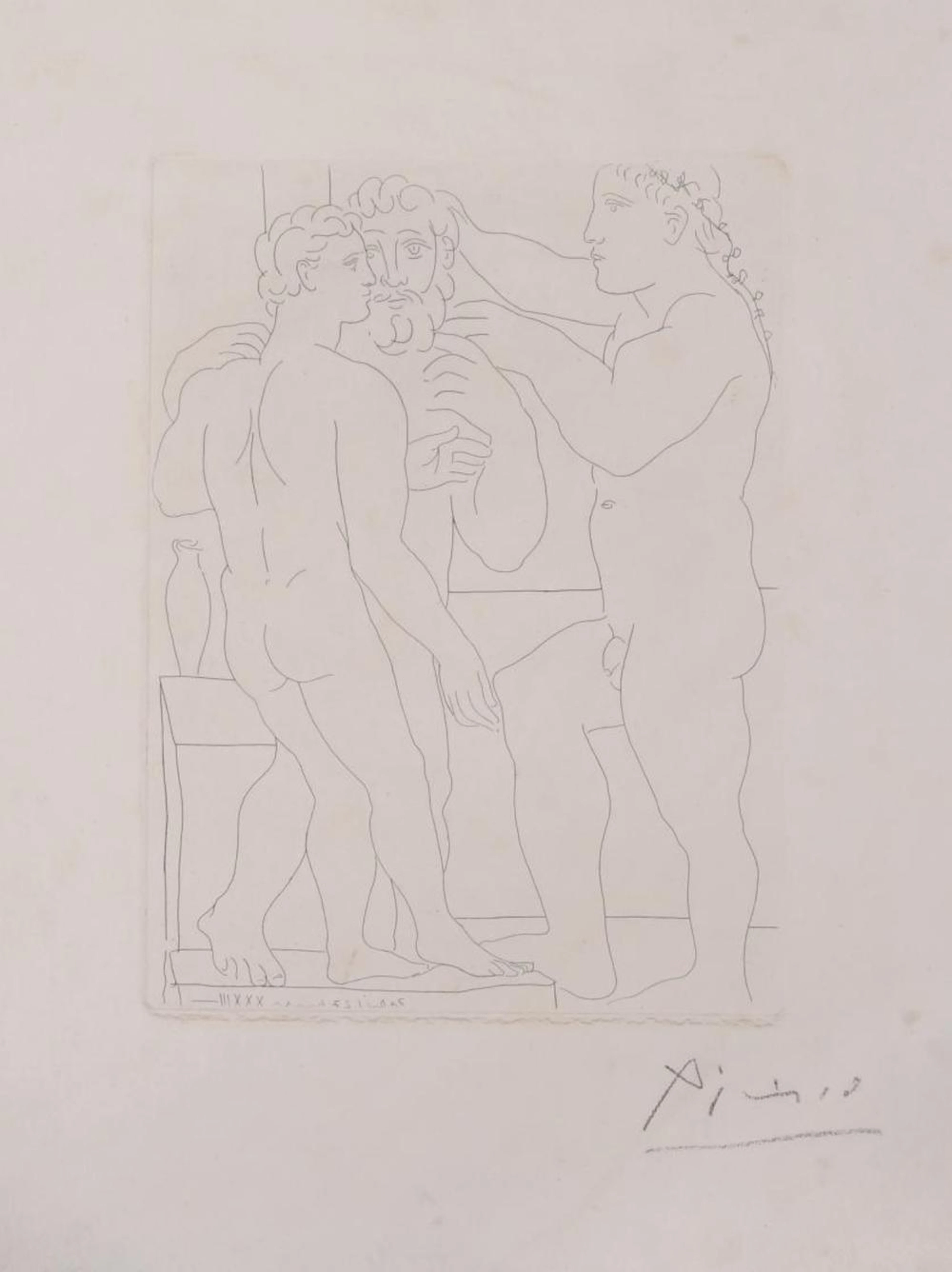 PABLO PICASSO (1881-1973). SUITE VOLLARD, "DEUX HOMMES SCULPTÉE".
