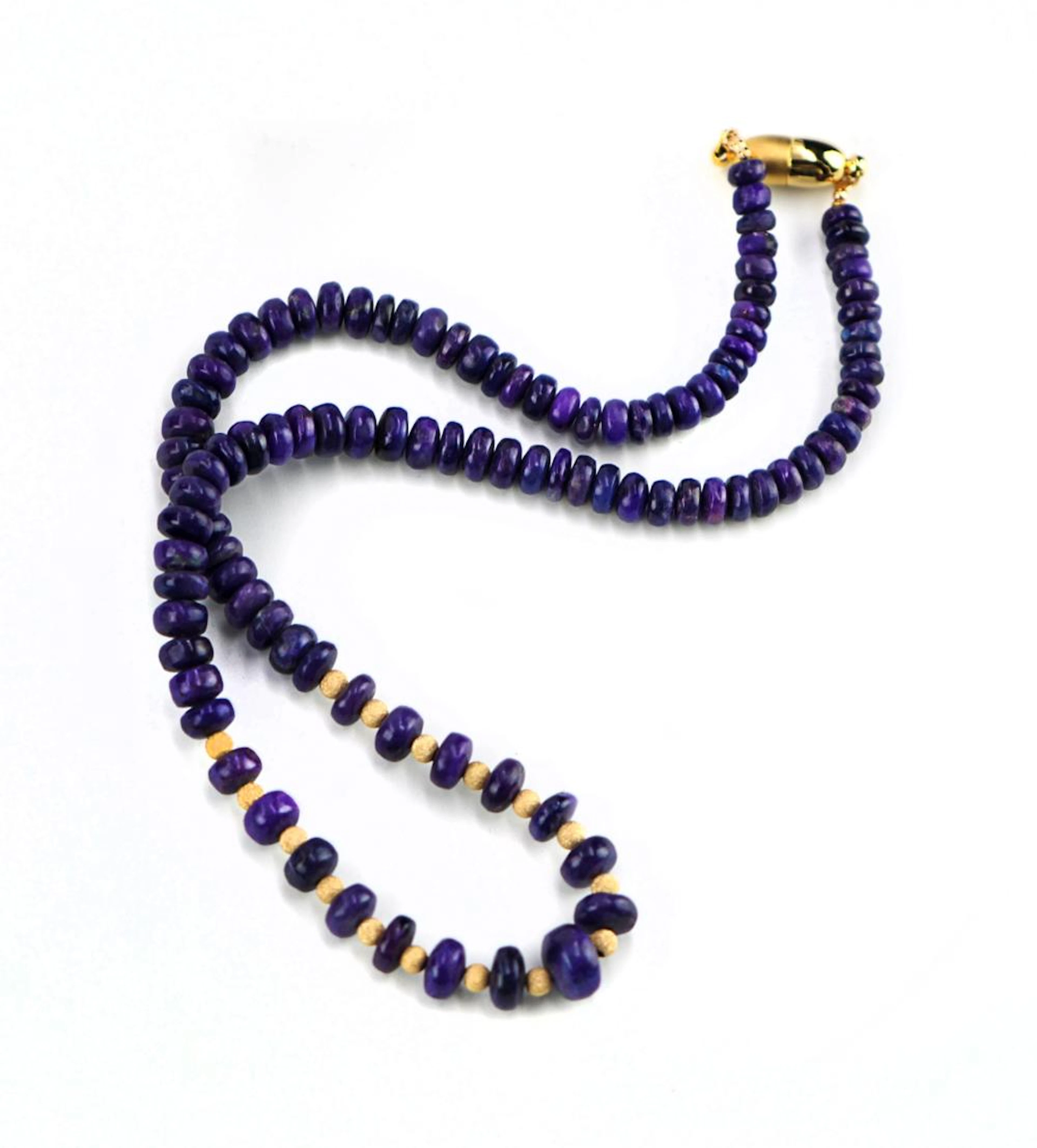 SUGILITE AND GOLD BEAD NECKLACE