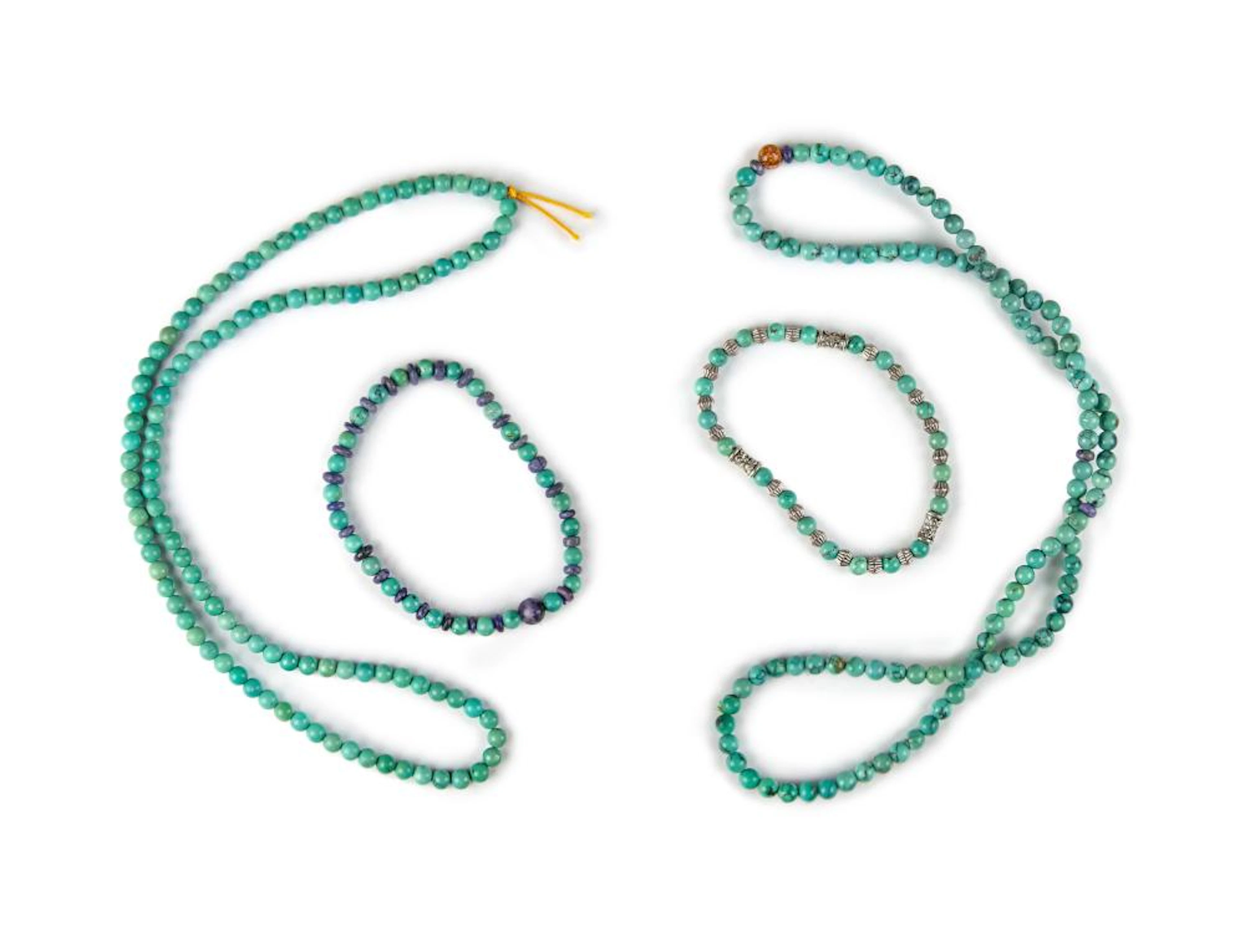 SET OF FOUR TURQUOISE BRACELET AND NECKLACE