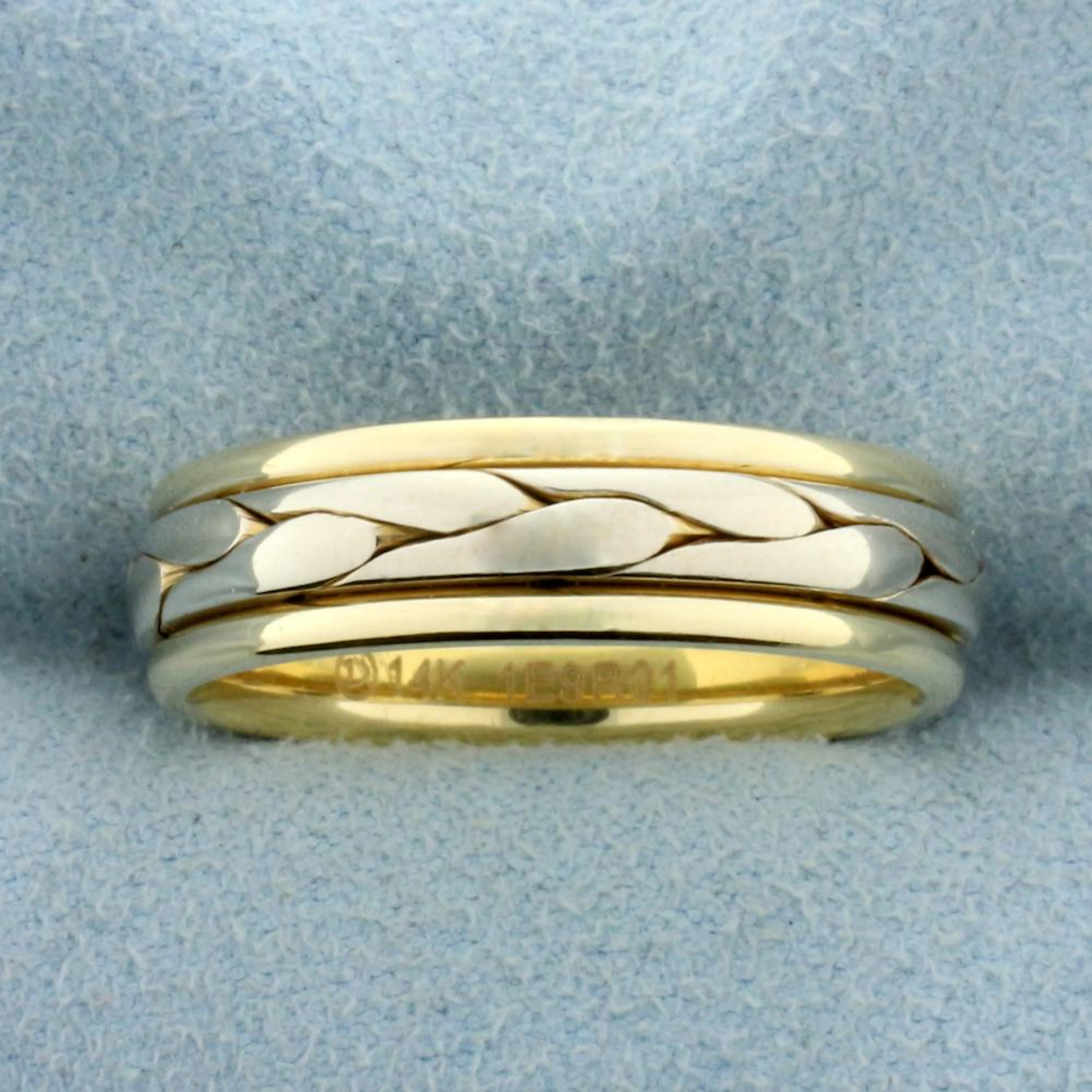 Men's Unique Two Tone Braided Design Wedding Band Ring in...