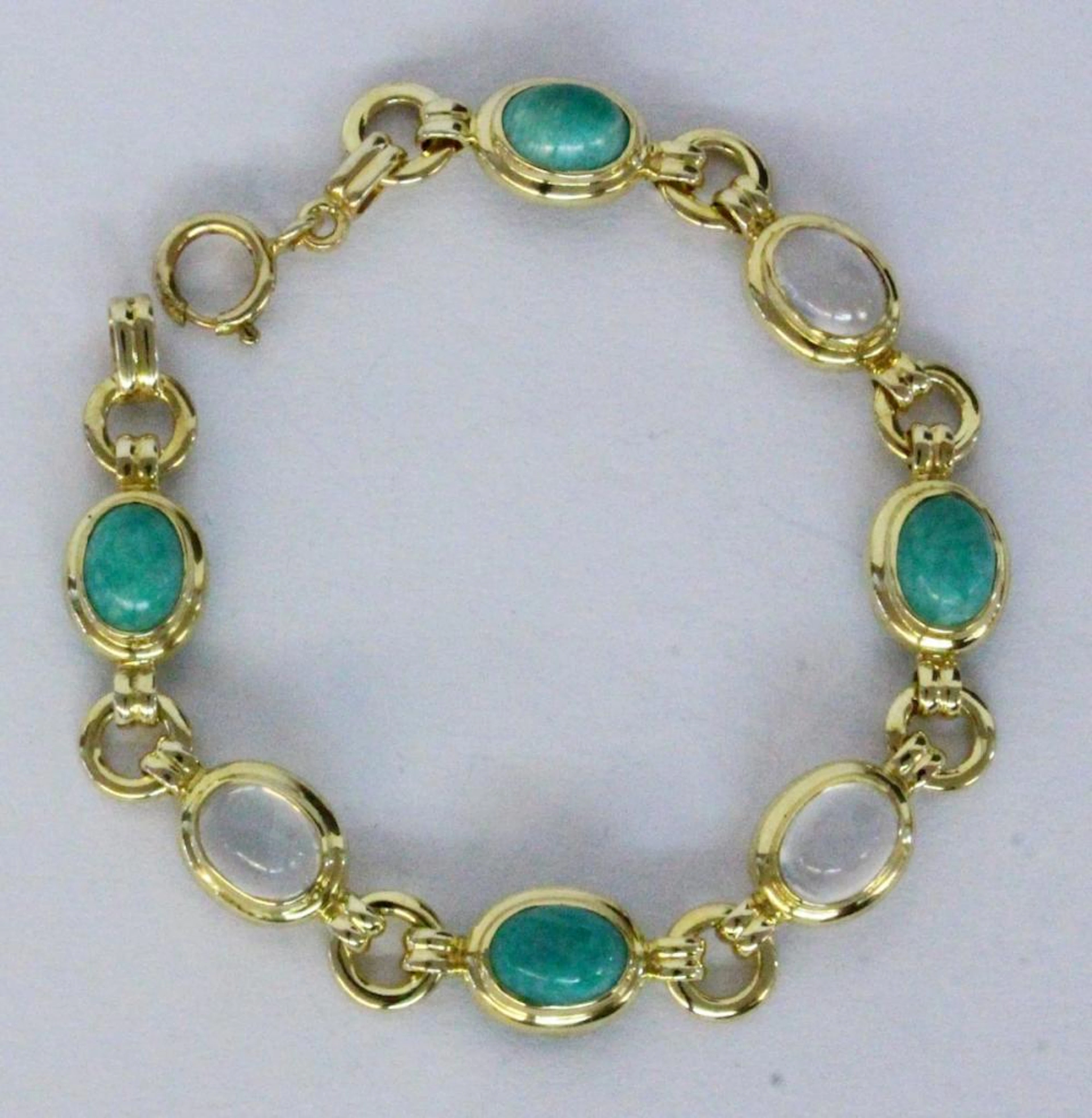 A BRACELET Silver, gold-plated with amazonites