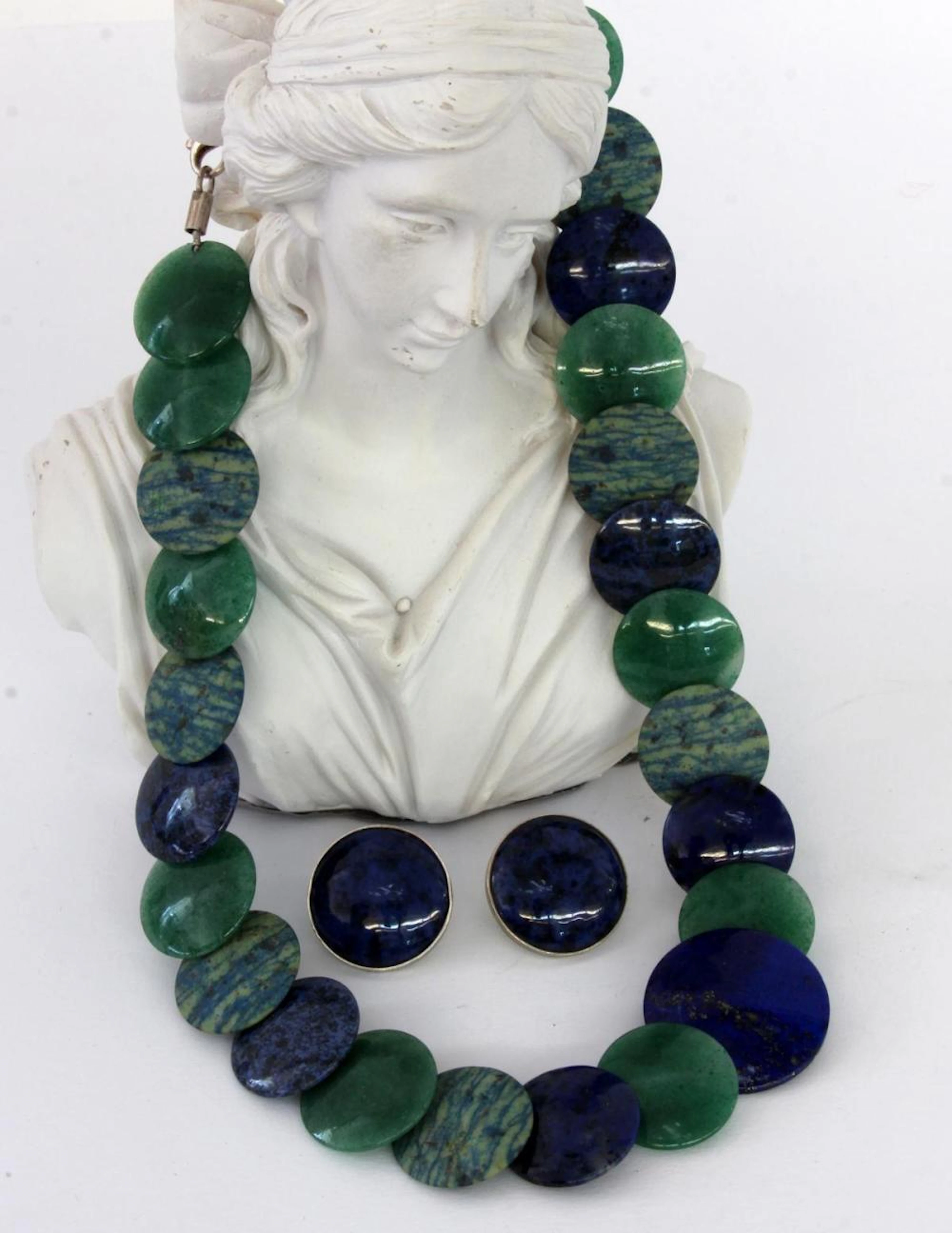 A LAPIS LAZULI AND AMAZONITE DESIGNER NECKLACE
