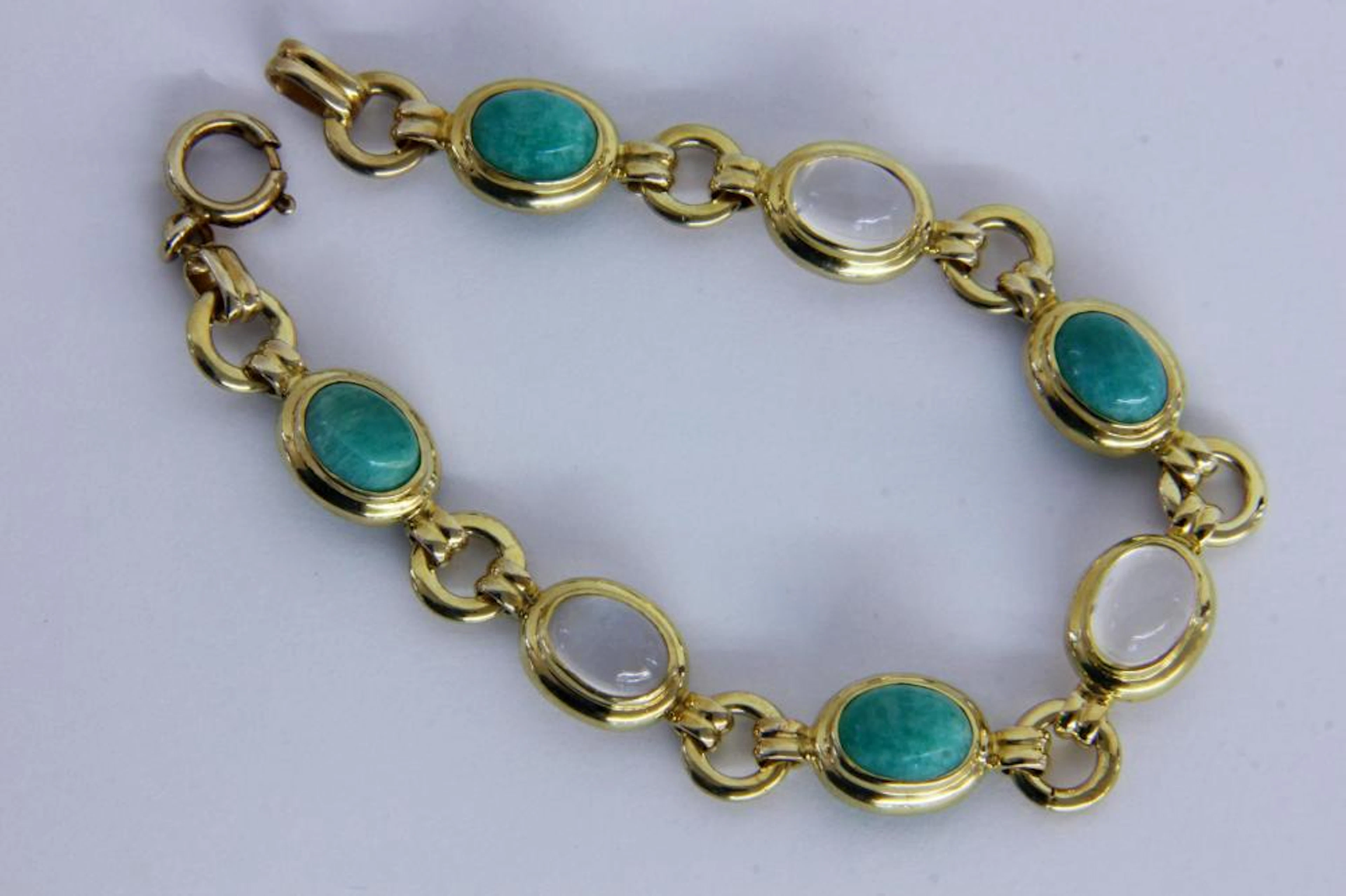 A BRACELET Silver, gold-plated with amazonites