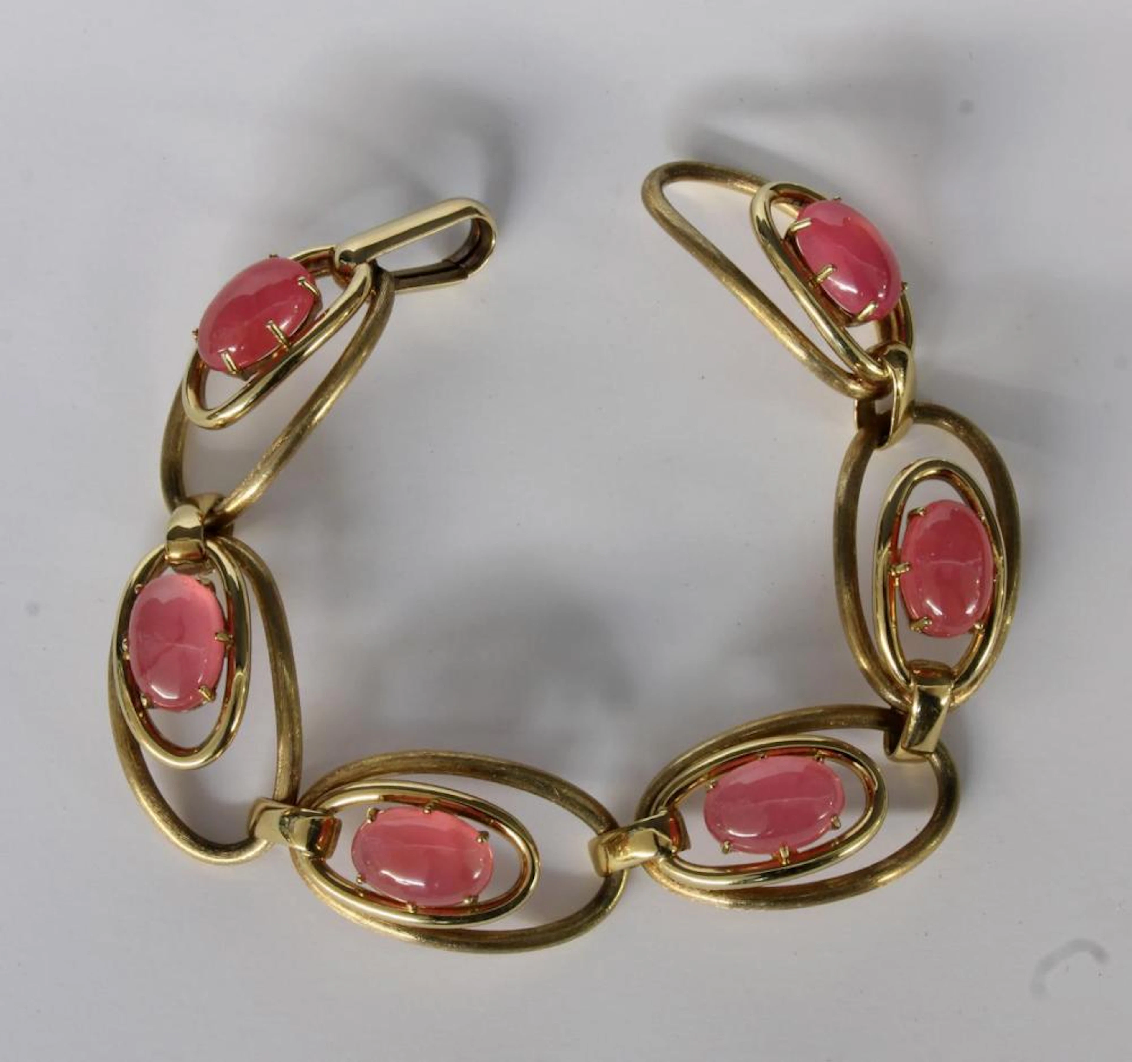 A BRACELET 585/000 yellow gold with 6 pink