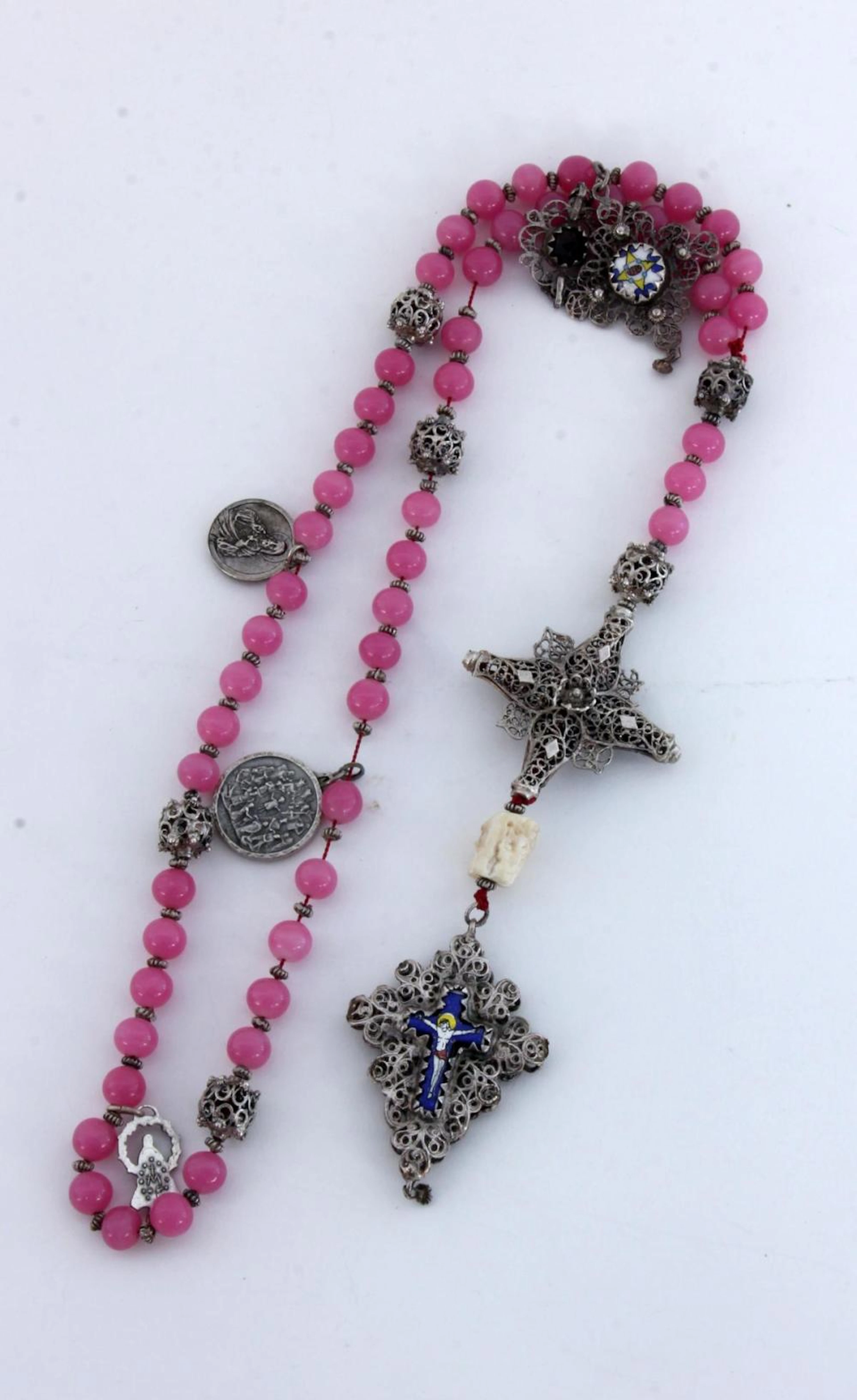 A ROSARY WITH VANITAS HEAD Silver with 2 filigree