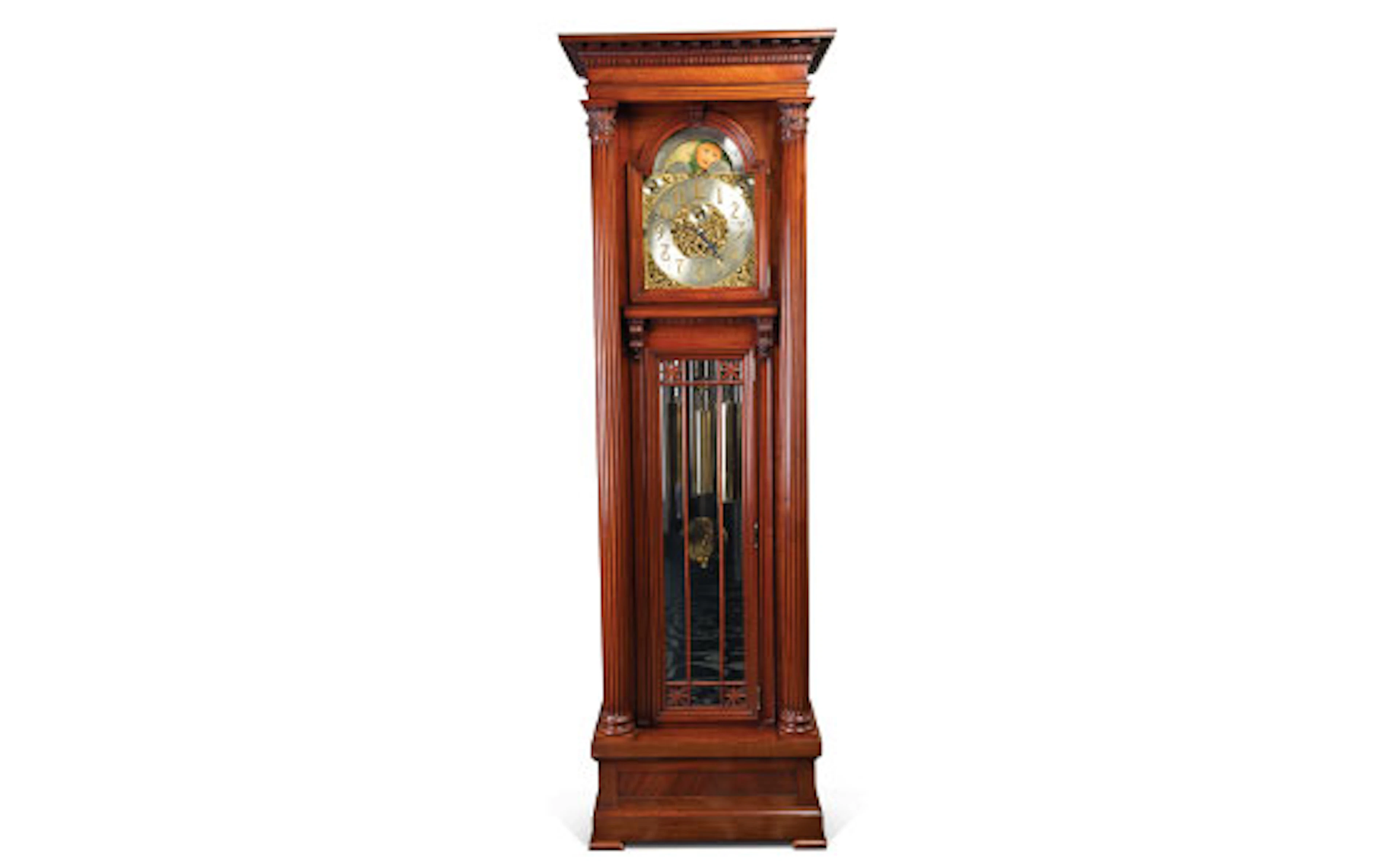Fine American Whittington and Westminster Chiming Walnut Tall Case Clock