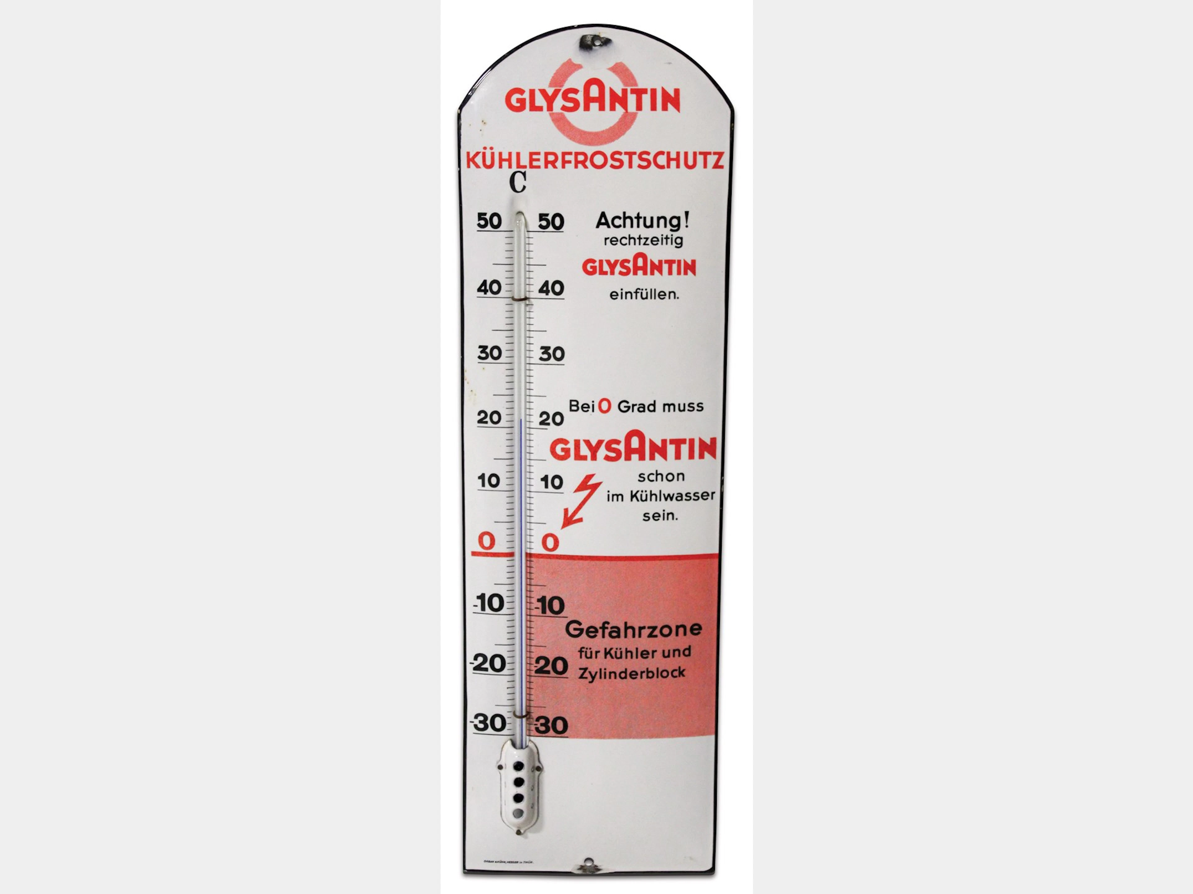 Glysantin Anti-Freeze Thermometer Porcelain Sign, German