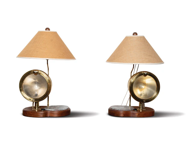 Pair of Stutz Brass Headlight Desk Lamps
