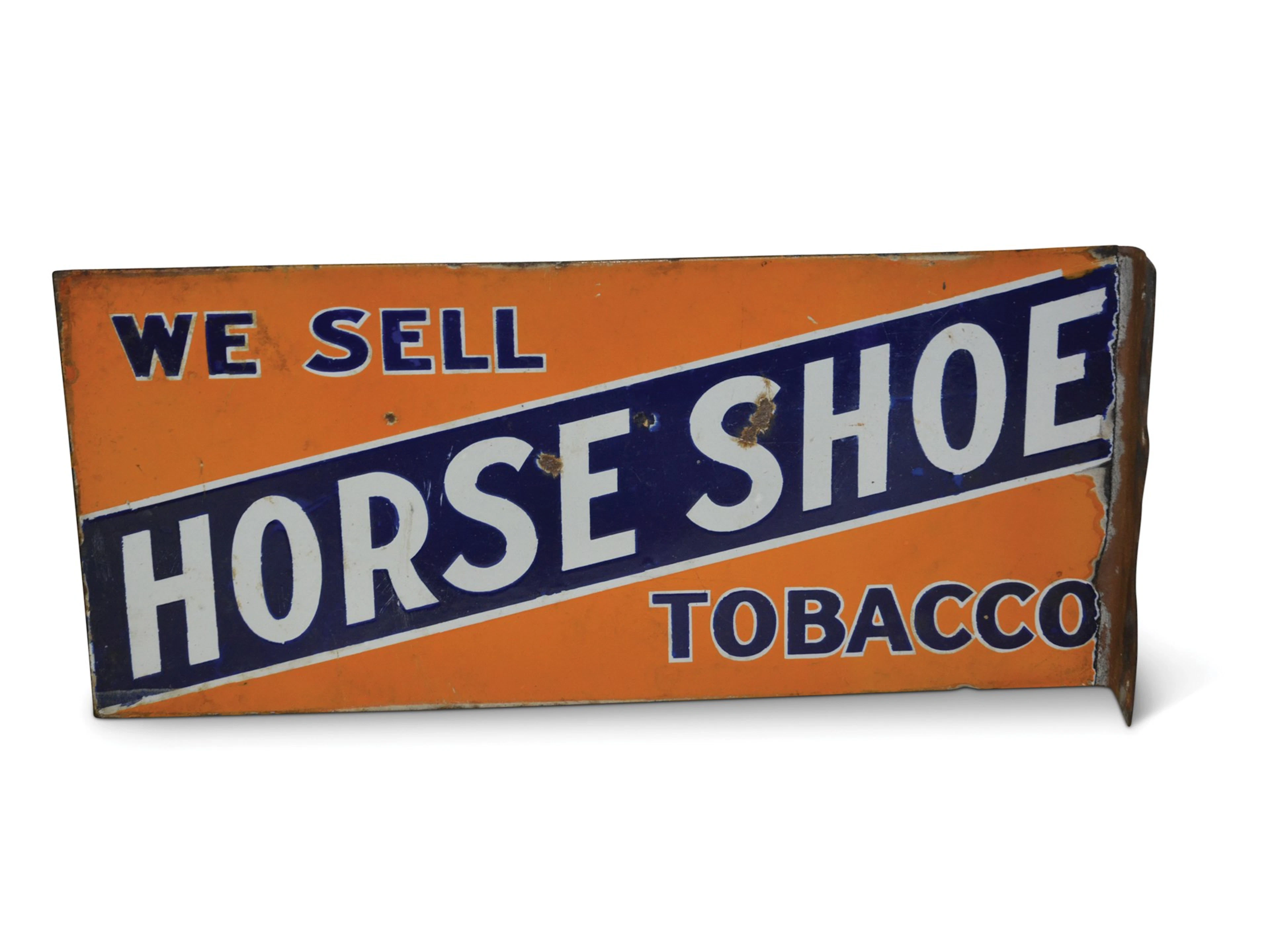 "We Sell Horse Shoe Tobacco" Porcelain Flange Sign