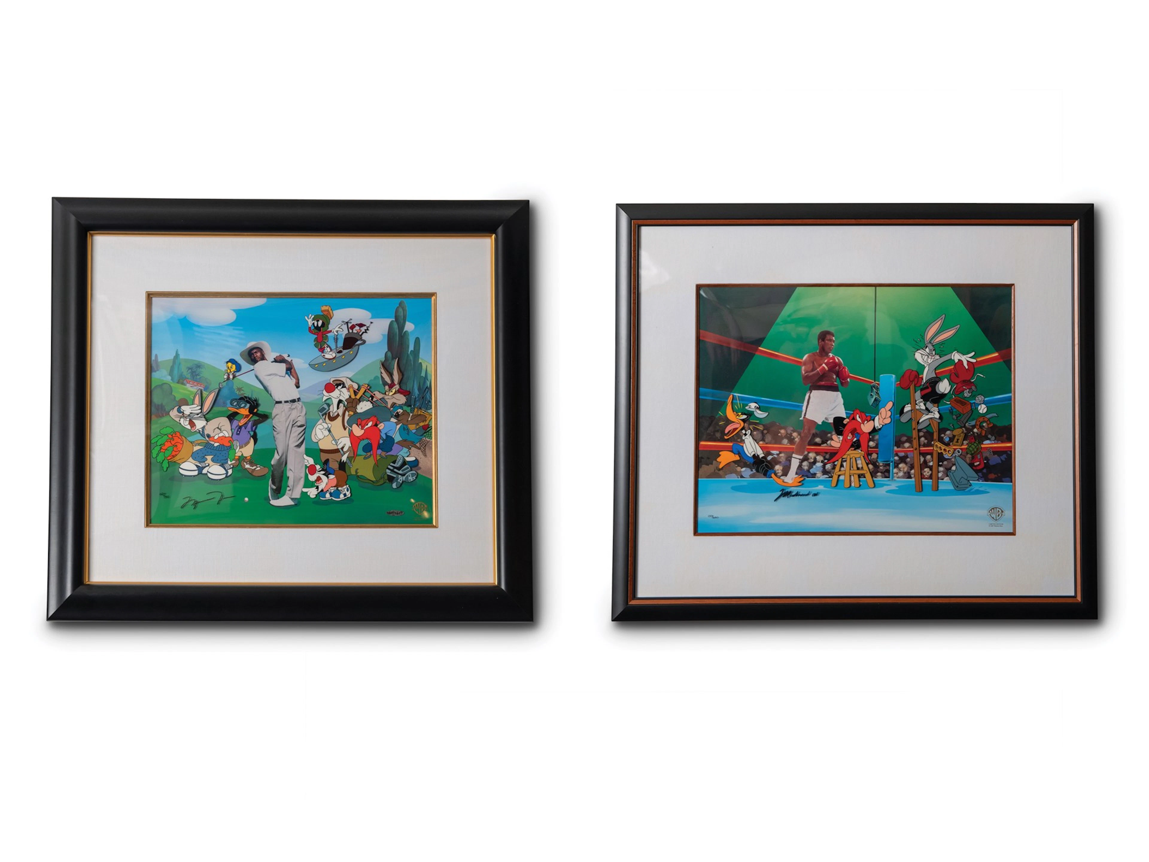 Looney Tunes Michael Jordan and Muhammed Ali Autographed Framed Sericels