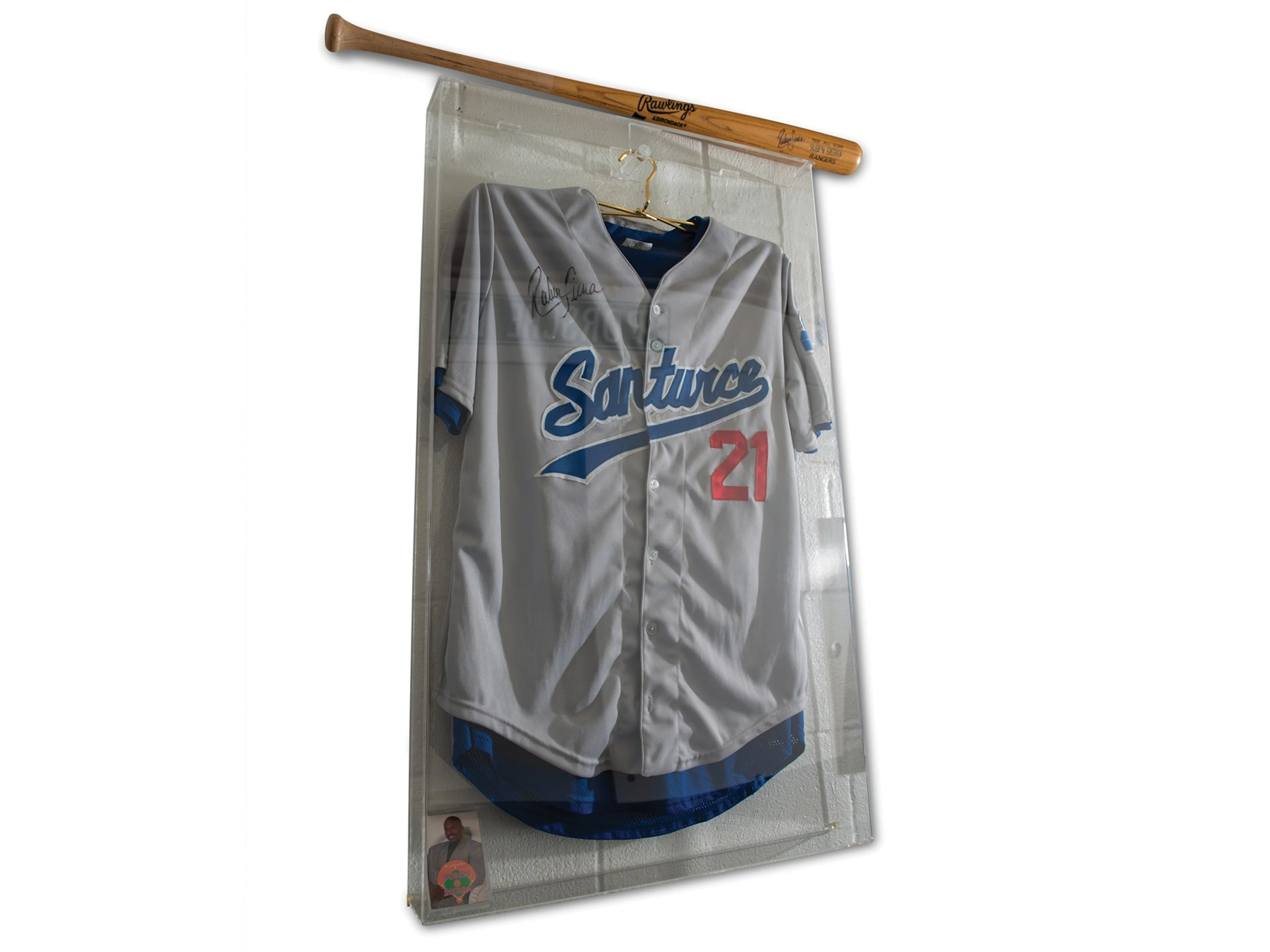 Ruben Sierra Autographed Jersey and Bat
