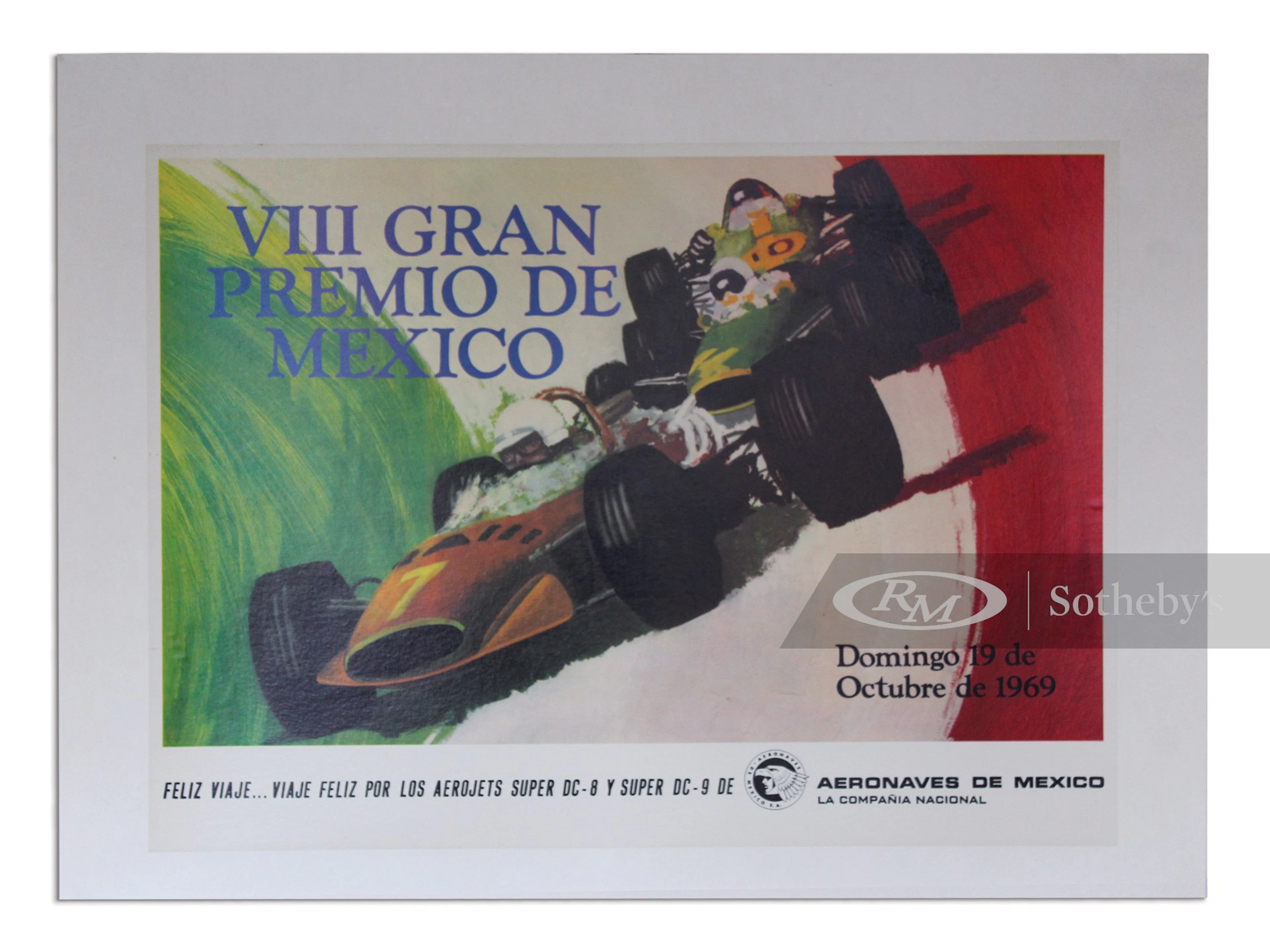 "VIII Gran Premio de Mexico" October 19, 1969, Grand Prix of Mexico Event Poster