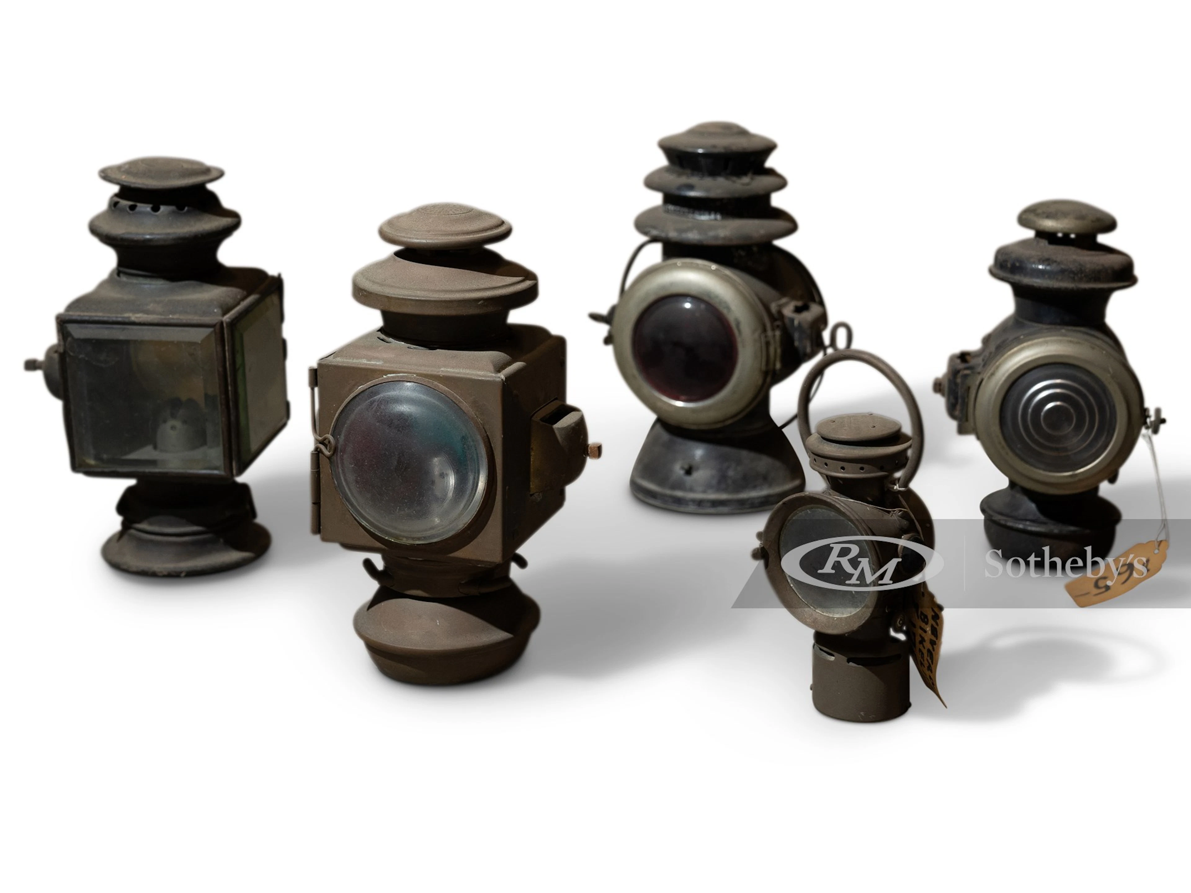 Five Vintage Automotive Gas Lamps