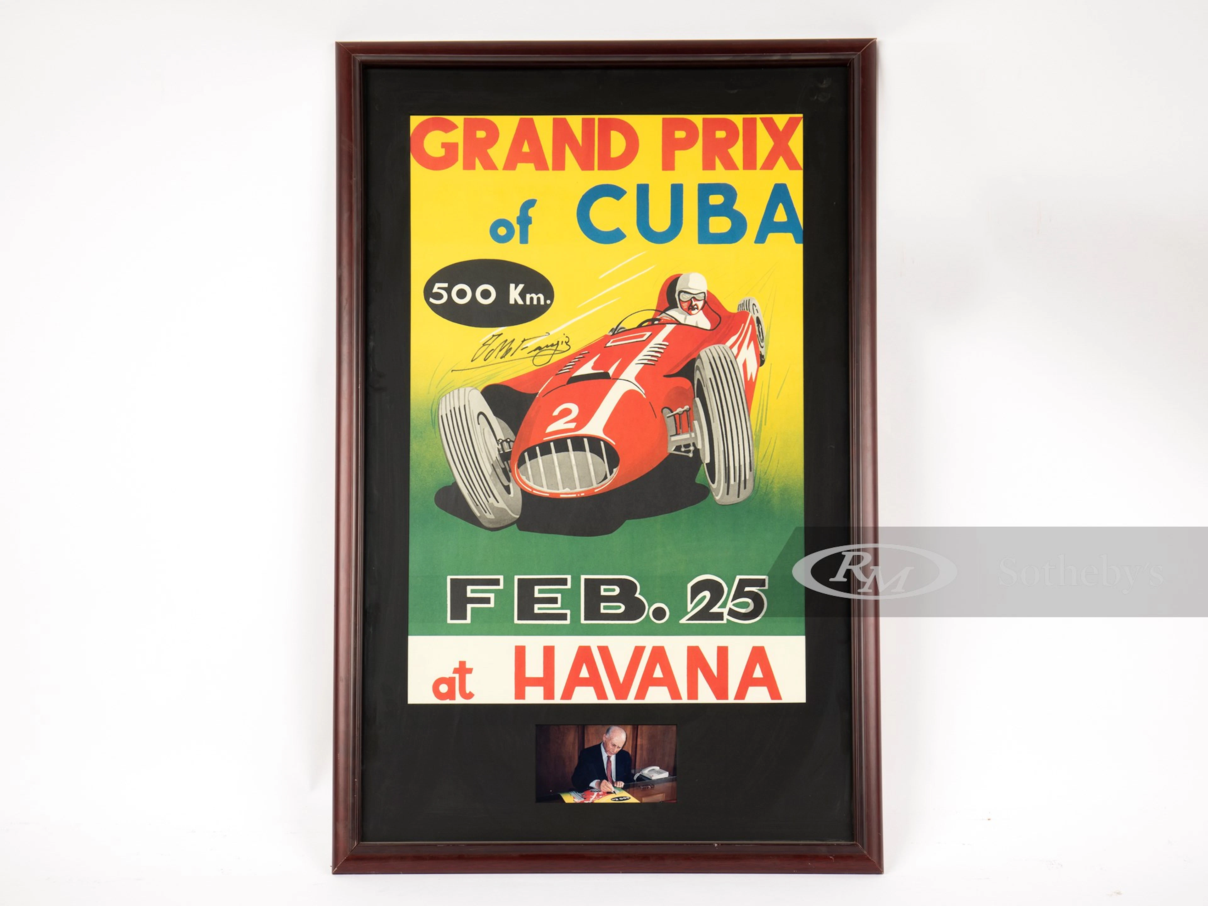 Grand Prix of Cuba Event Poster, Signed by Juan Manuel Fangio