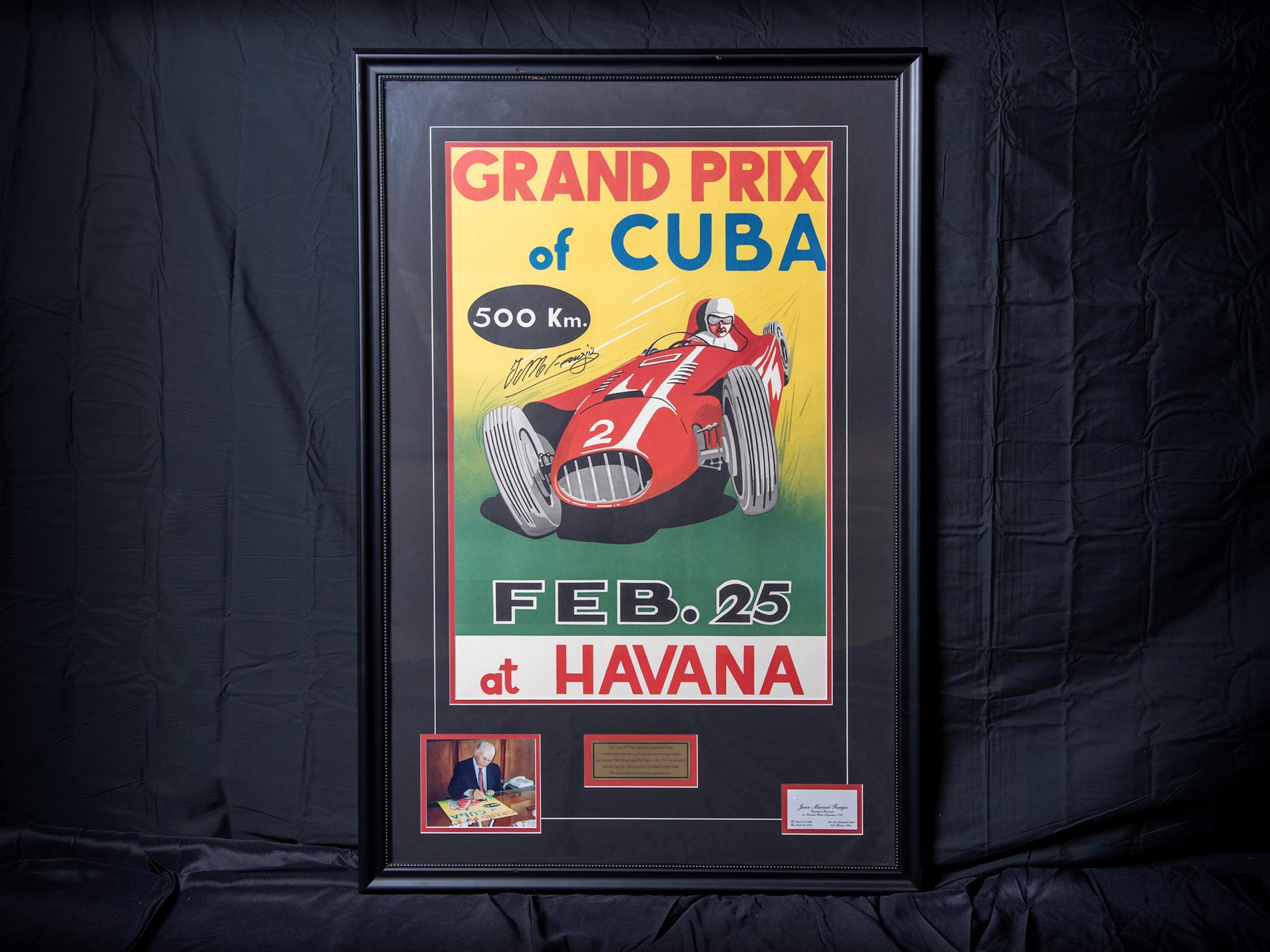 Grand Prix of Cuba Poster Signed by Fangio