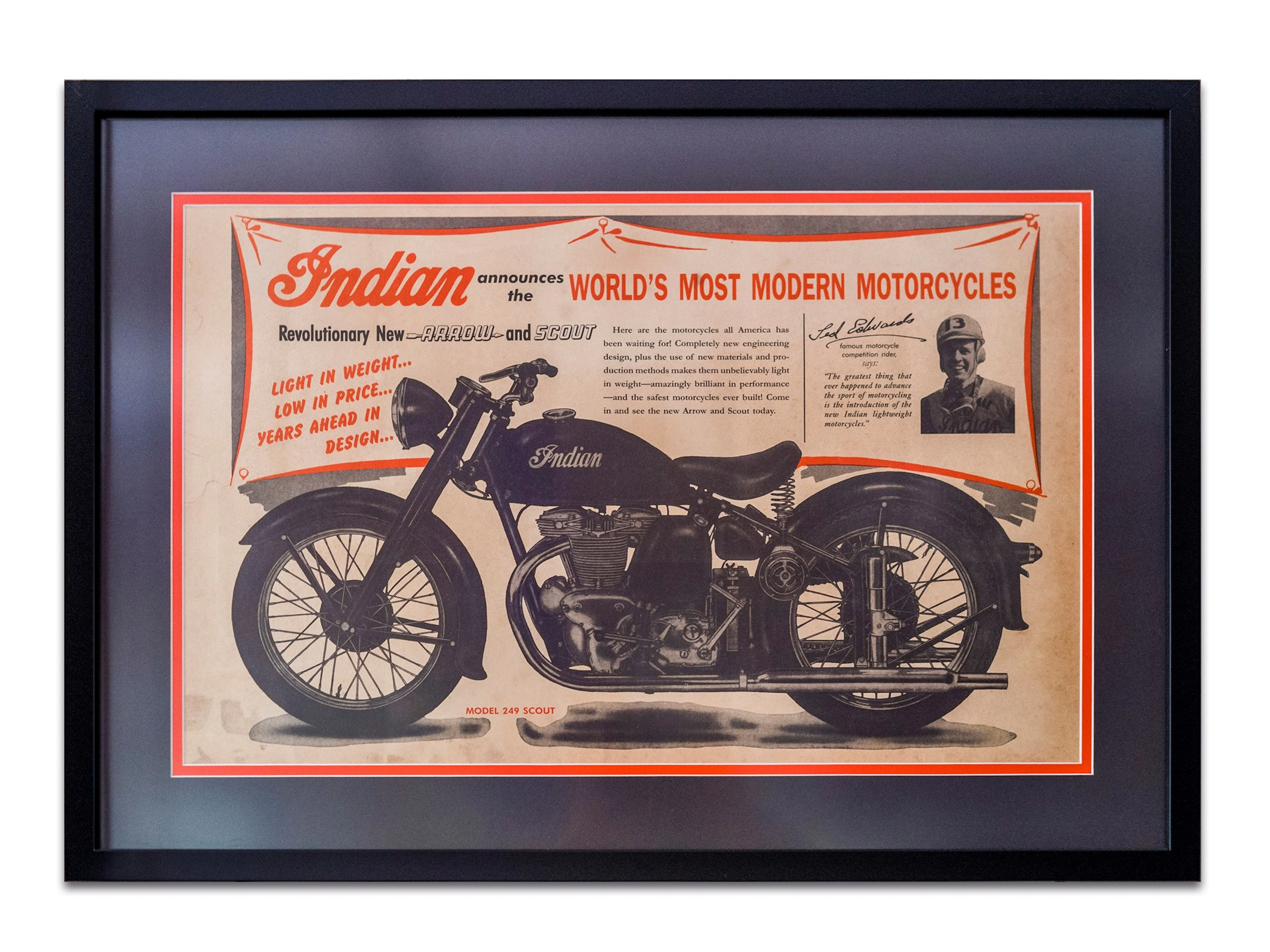 Indian Motorcycle Framed Poster