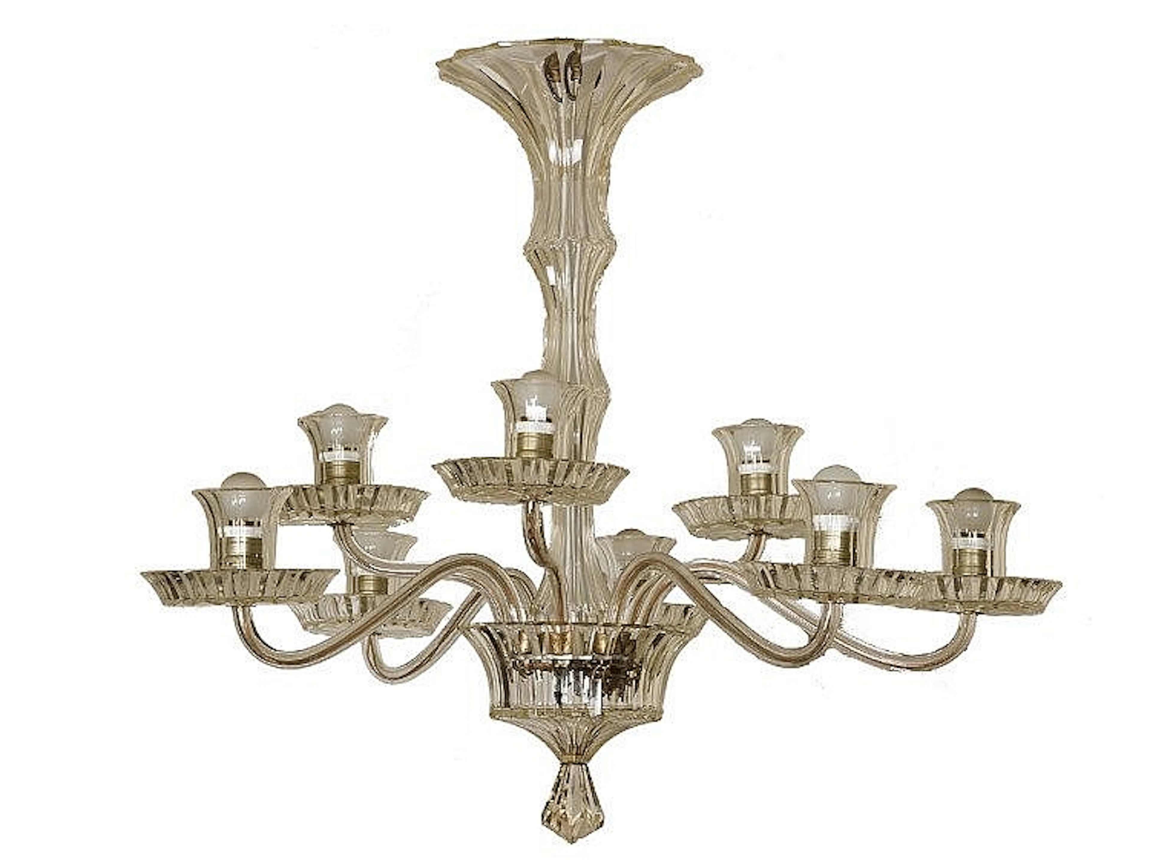 Scandinavian Eight Branch Glass Chandelier