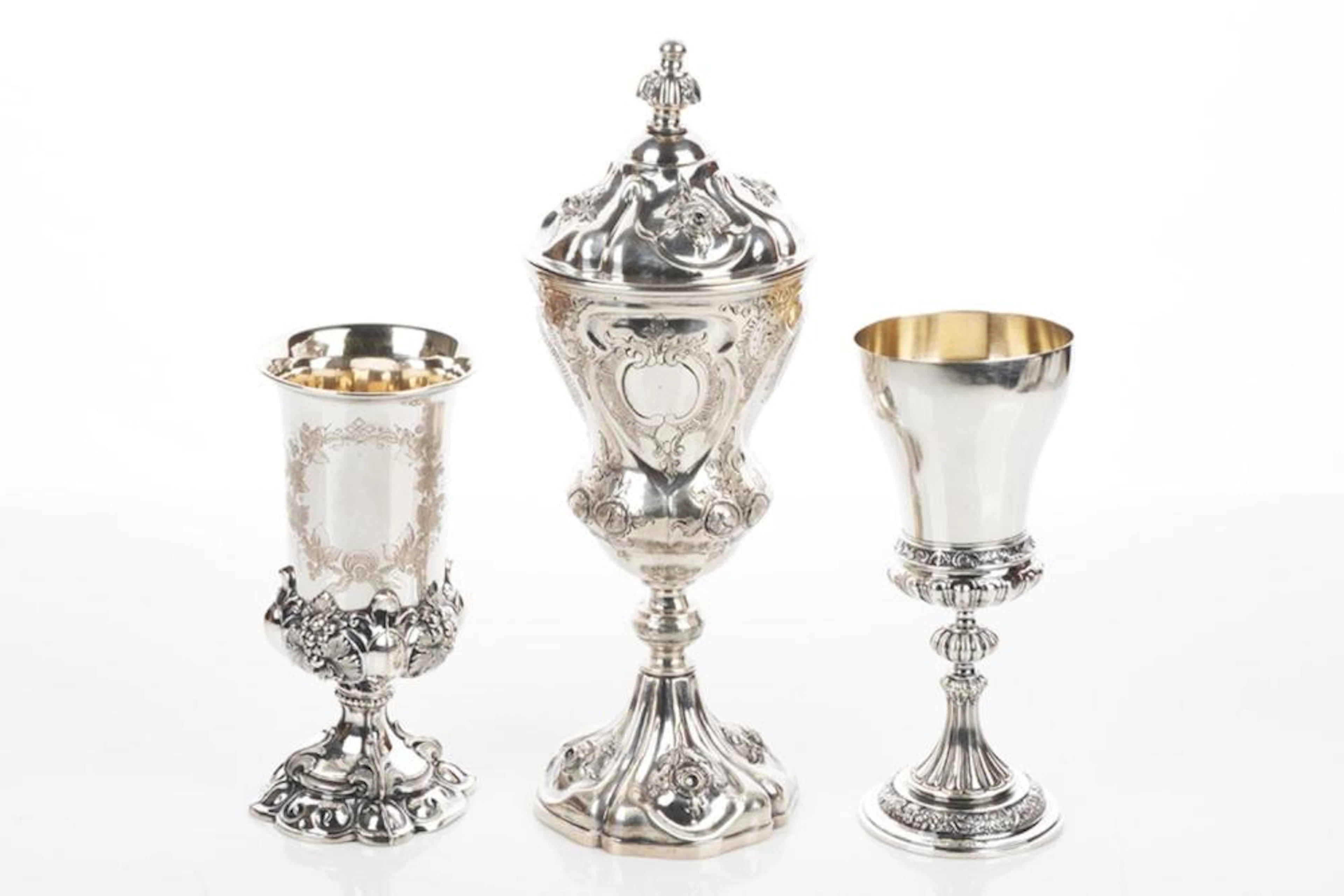 Three Continental Silver Chalices 19th/20th Century