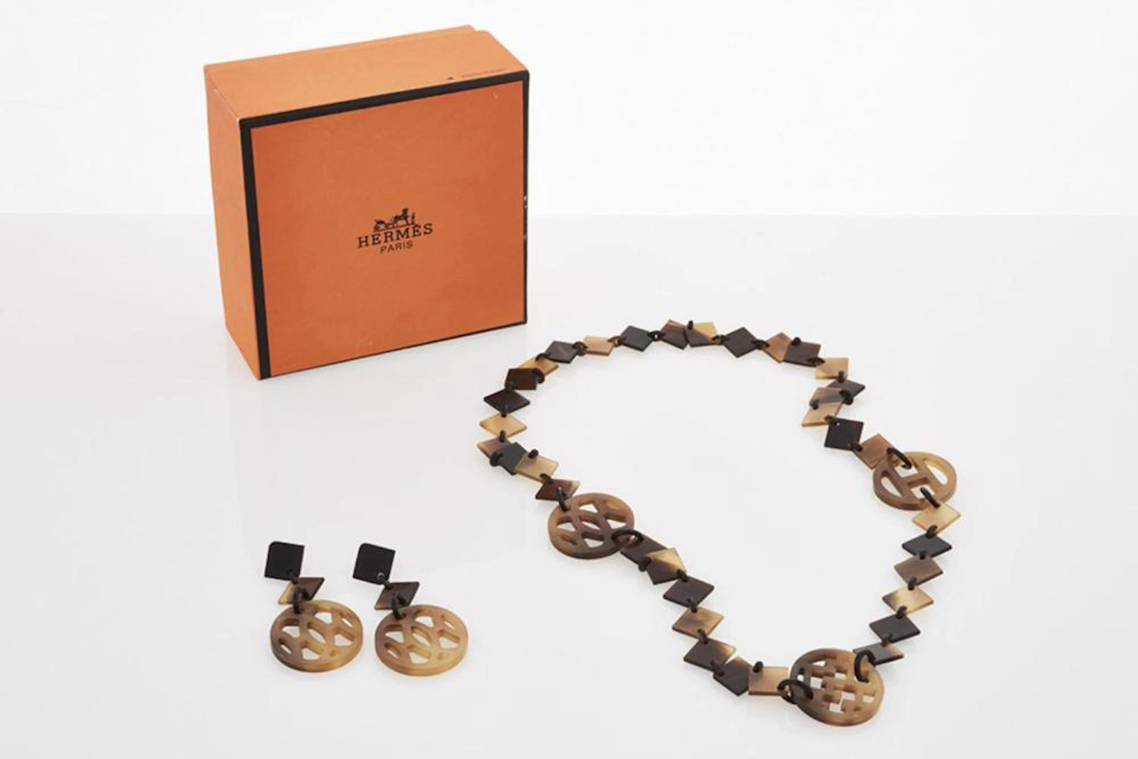 Hermes Horn necklace and earrings