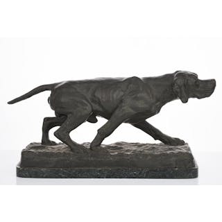 Animalier Bronzed Metal Sculpture 'Chien Pointer'