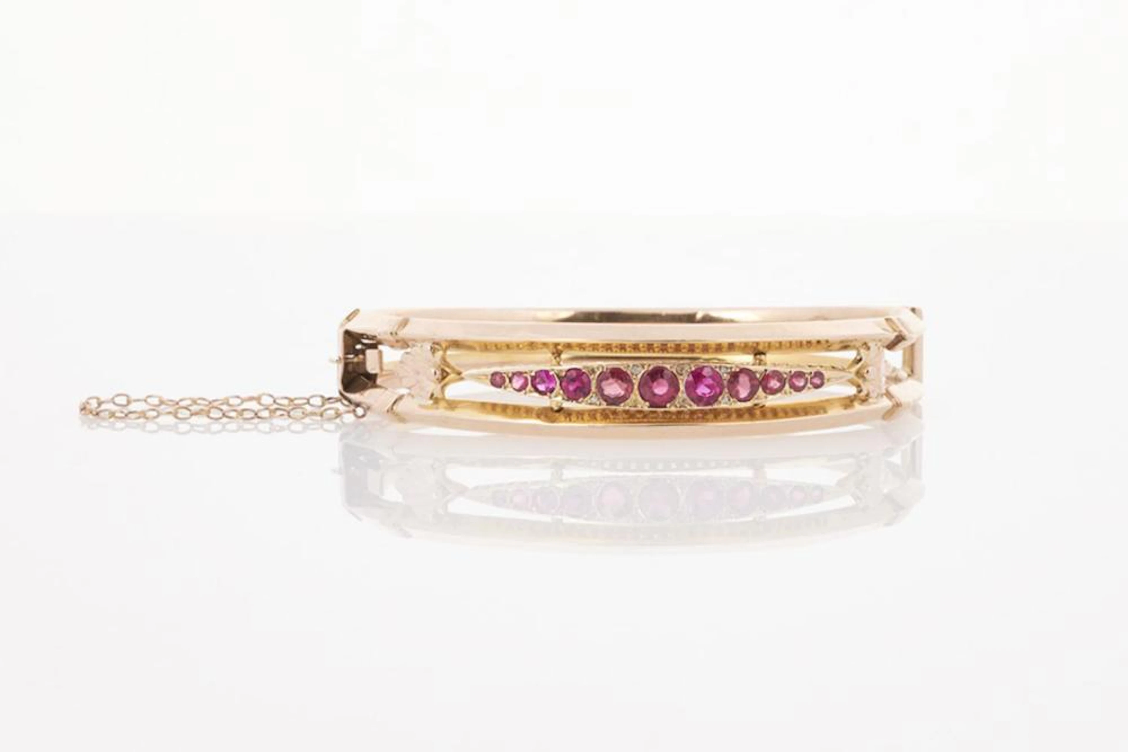Gold and Garnet Topped Doublet Bangle