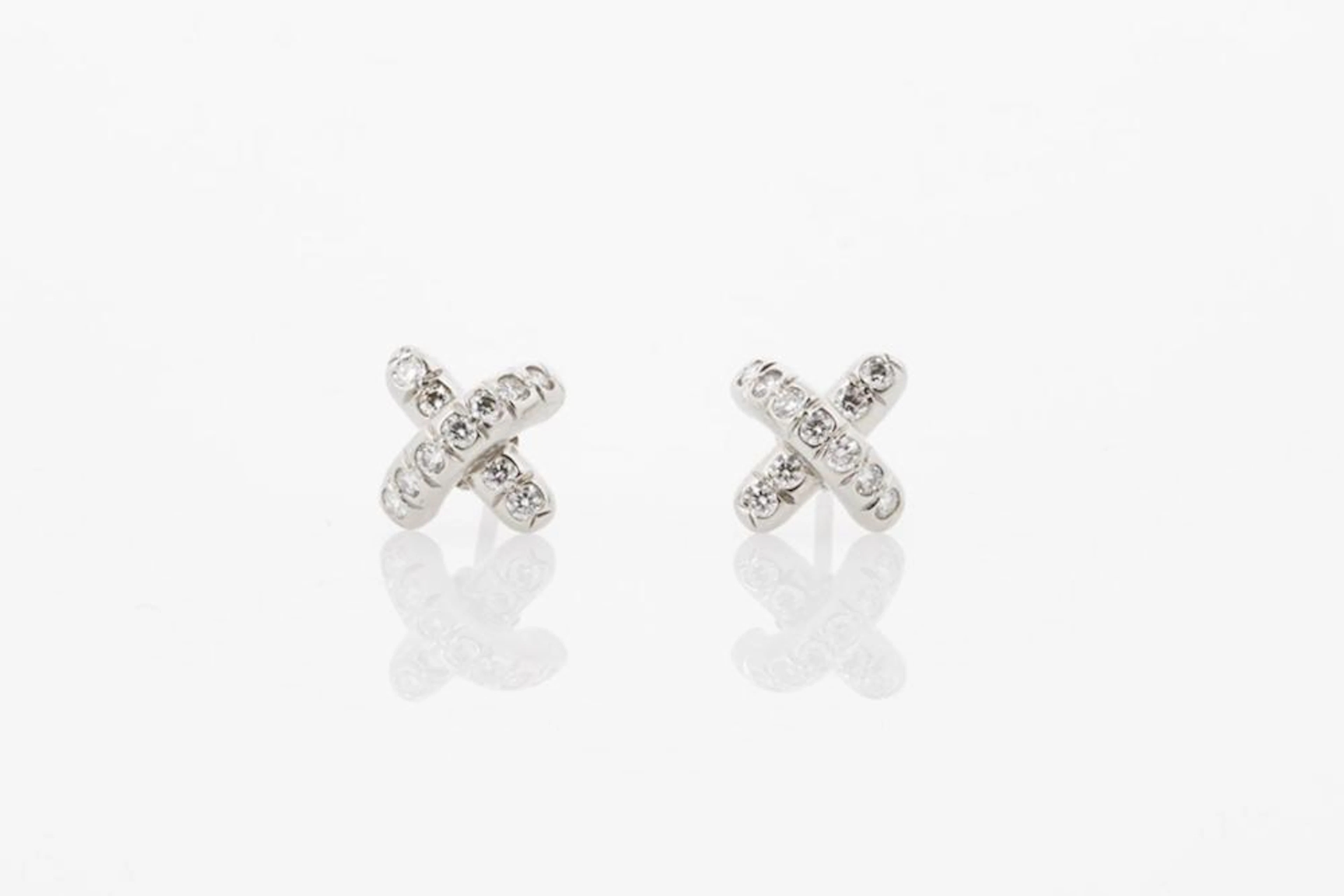 Tiffany & Co Platinum and Diamond 'X' Earrings
