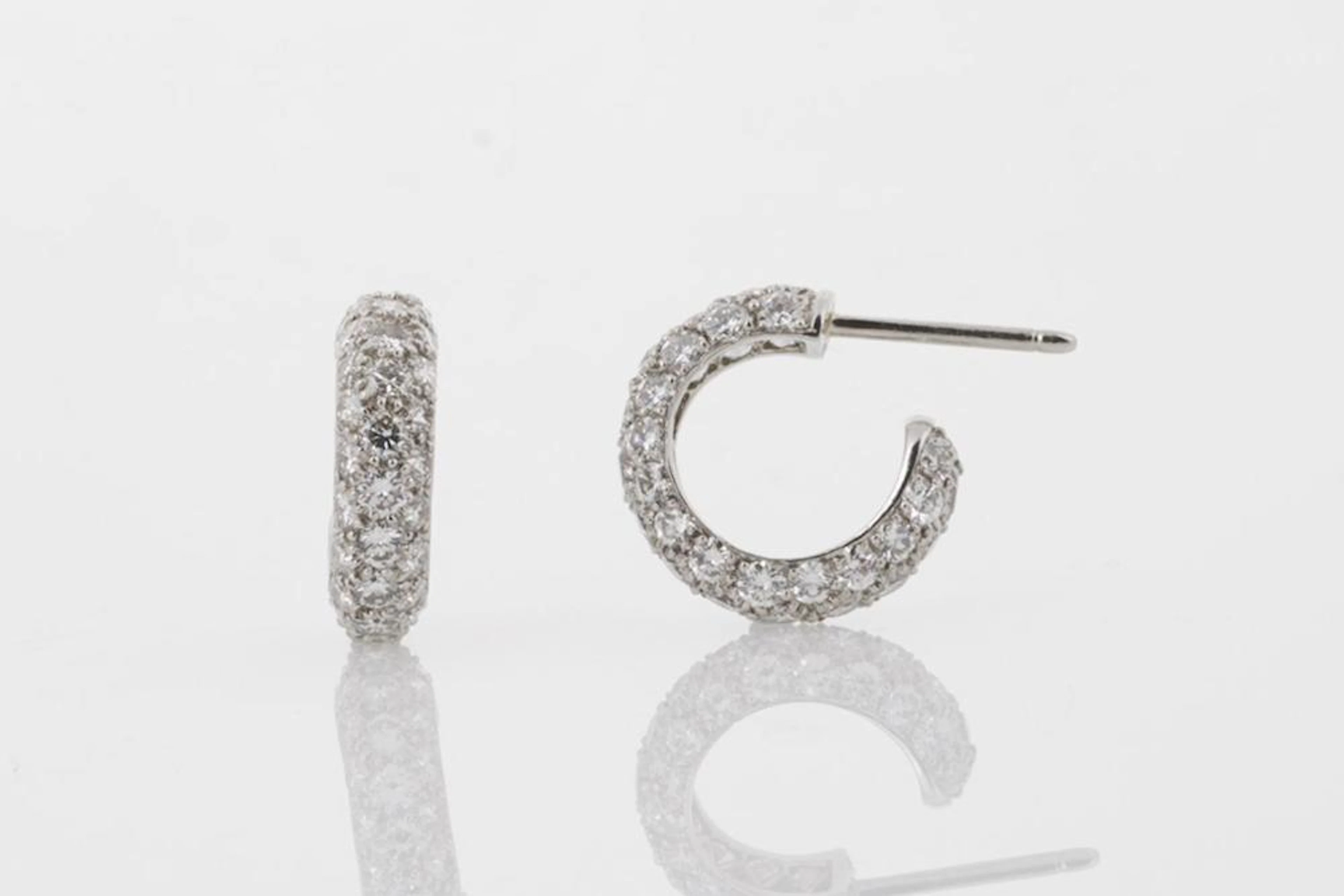 Tiffany & Co Platinum and Diamond Hoop Earrings
