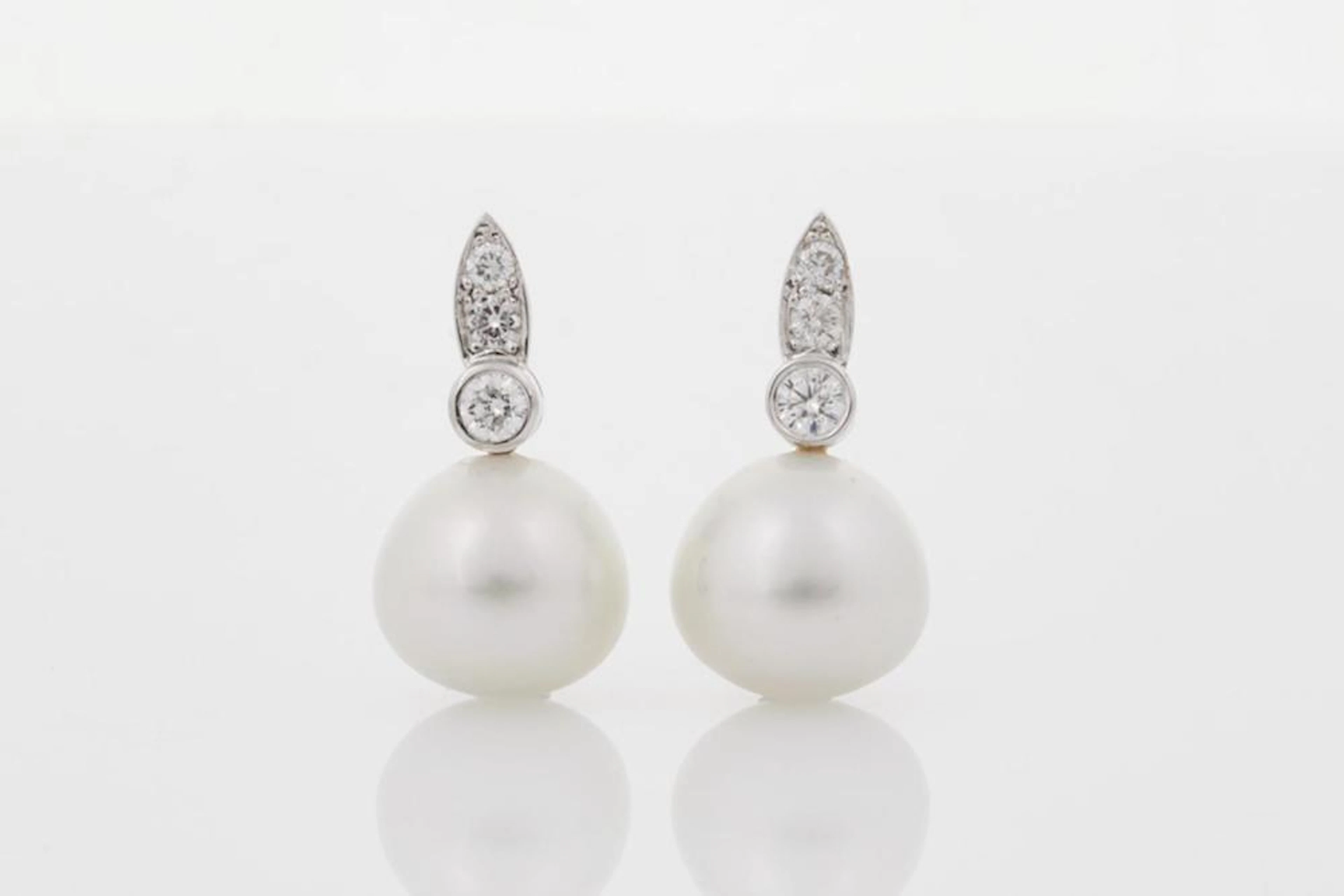 Jan Logan White Gold South Sea Pearls and Diamond Earrings