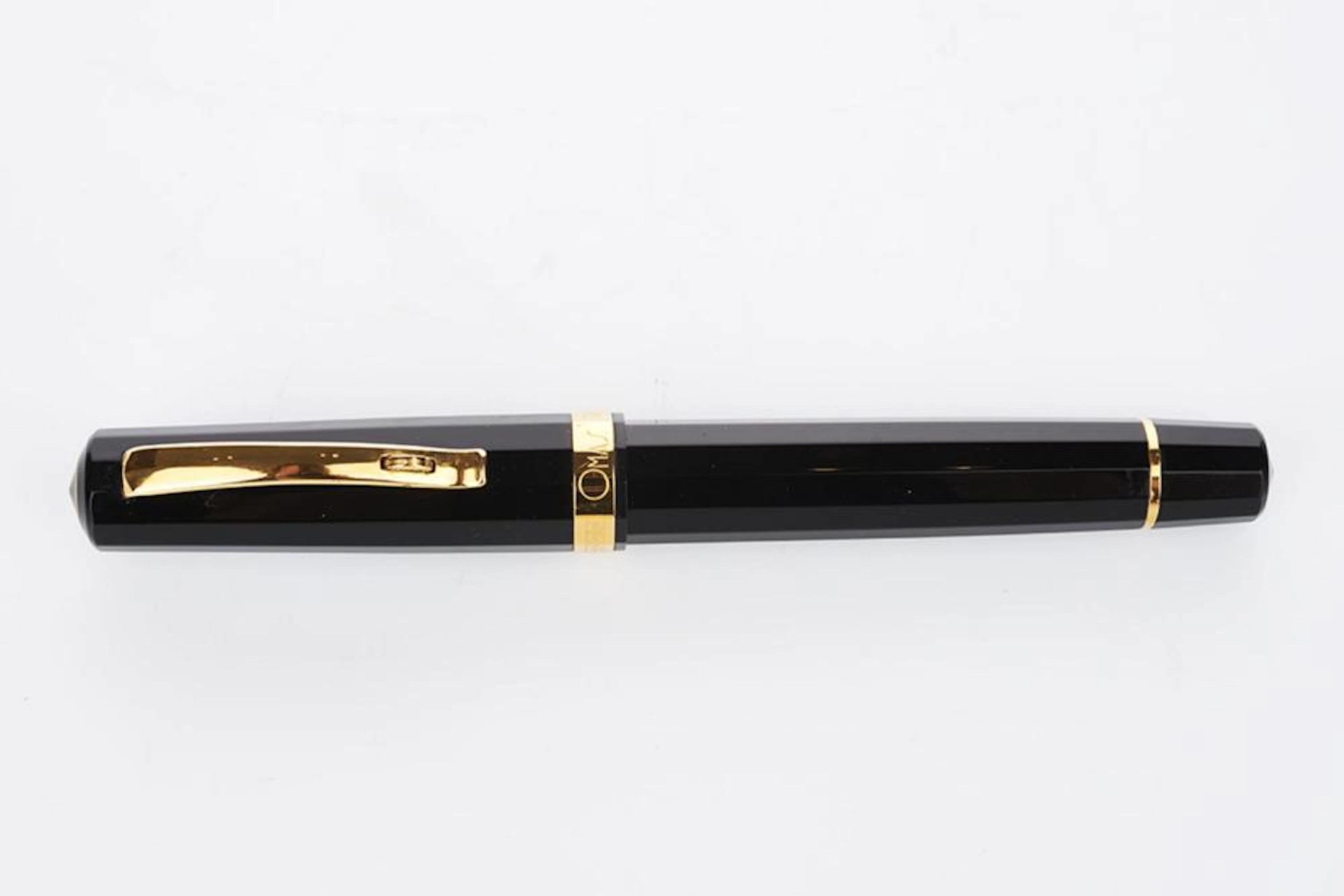Omas Paragon Fountain Pen Black with Gold Trim, 18K Medium Piston Filled