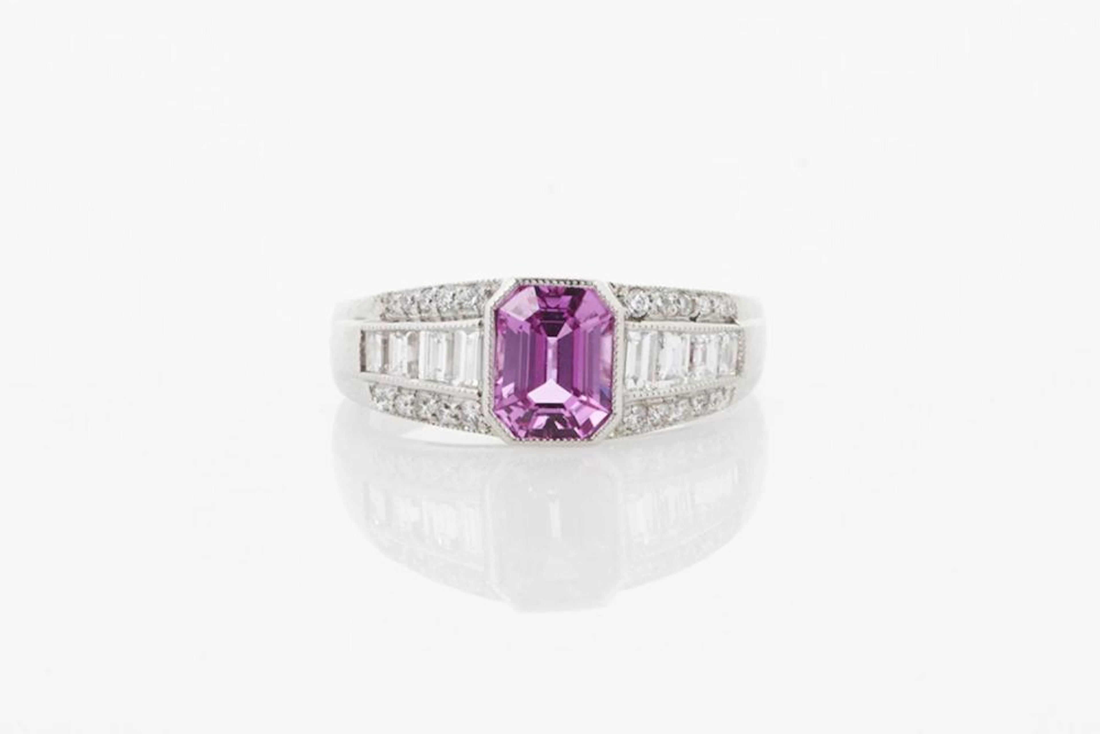 Platinum Pink Sapphire and Diamond Ring