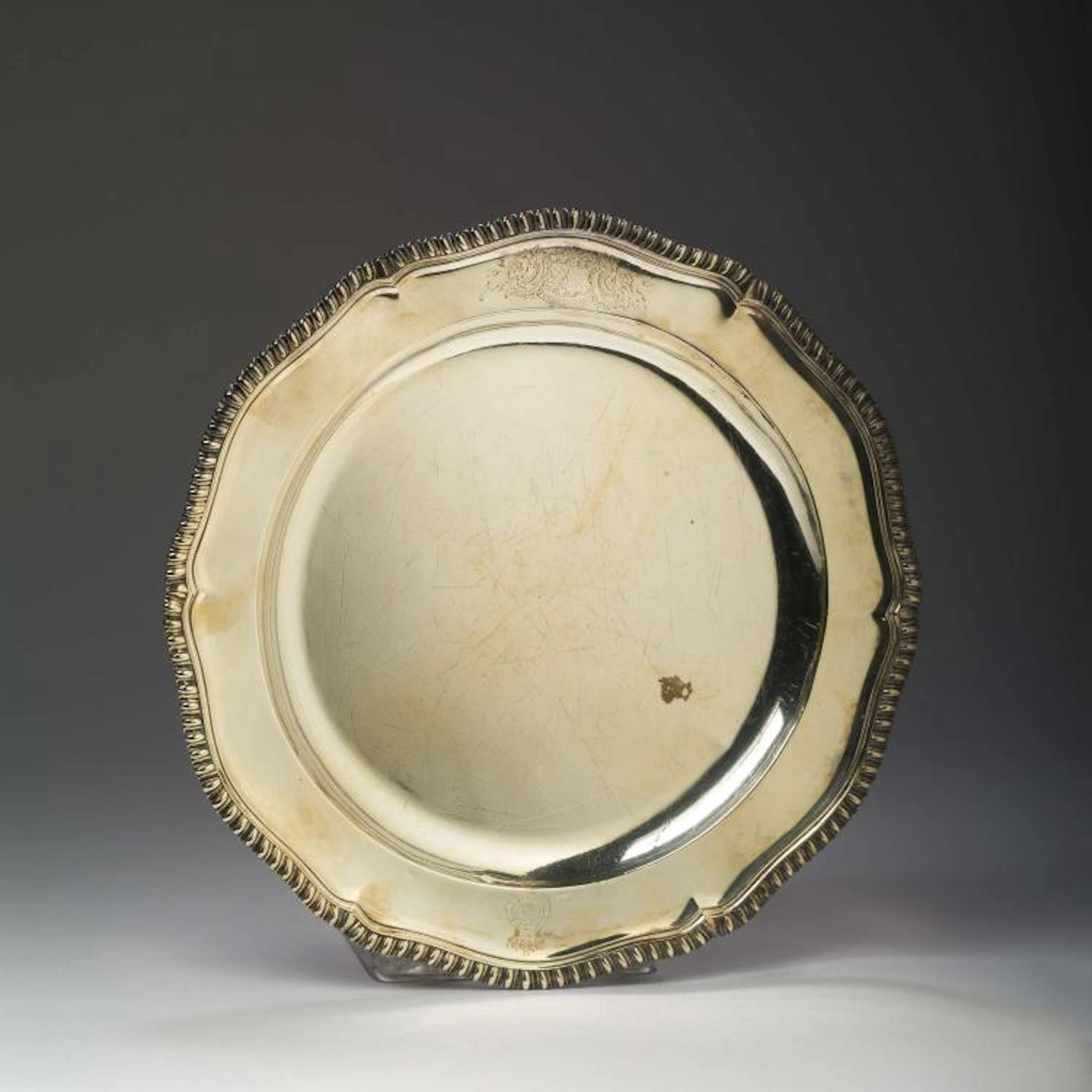 GEORGE III IRISH SILVER ARMORIAL DISH