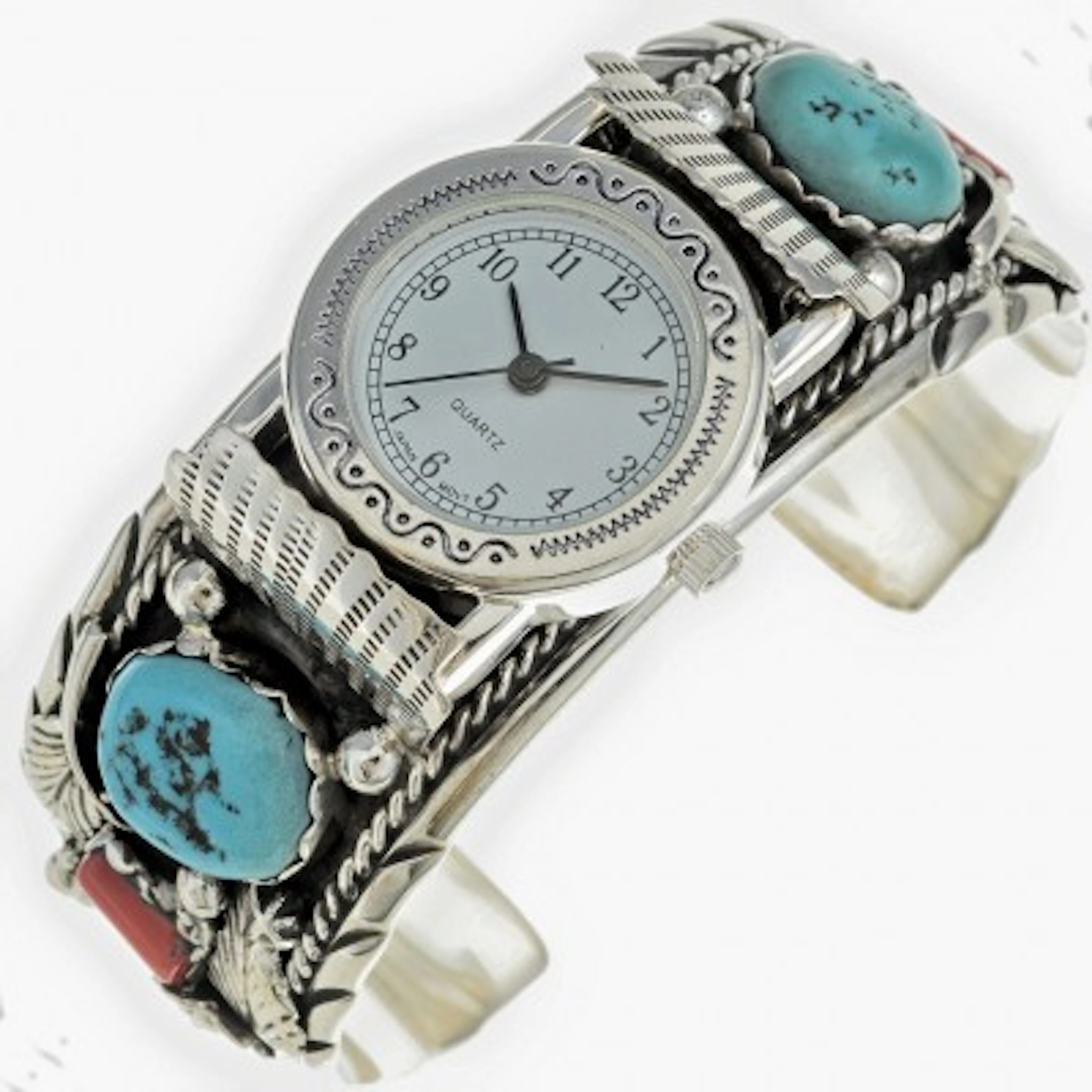 Turquoise Young Mans Watch Cuff Navajo Handmade