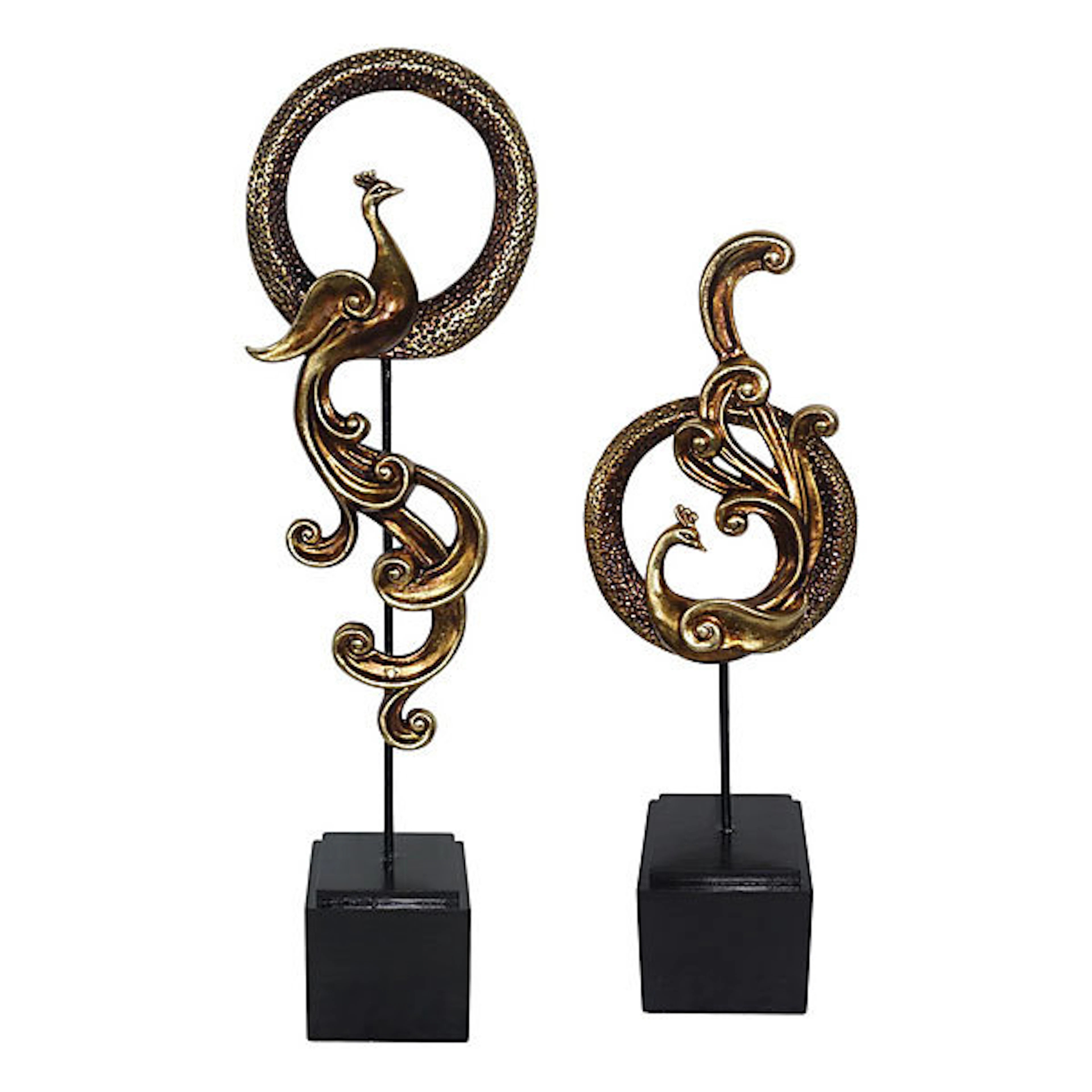 Peacock Sculpture - Set of 2